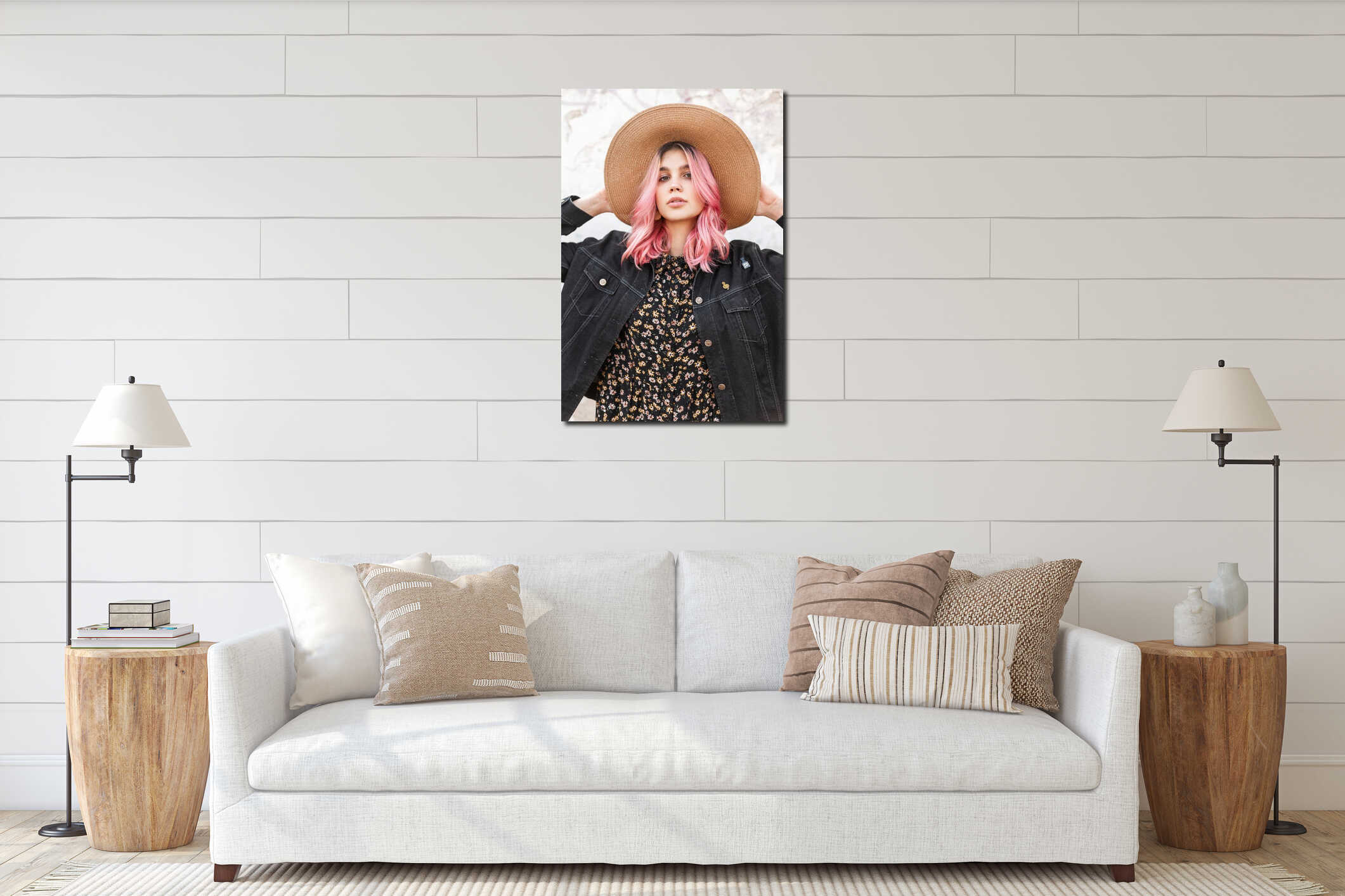 Canvas hanging interior mockup