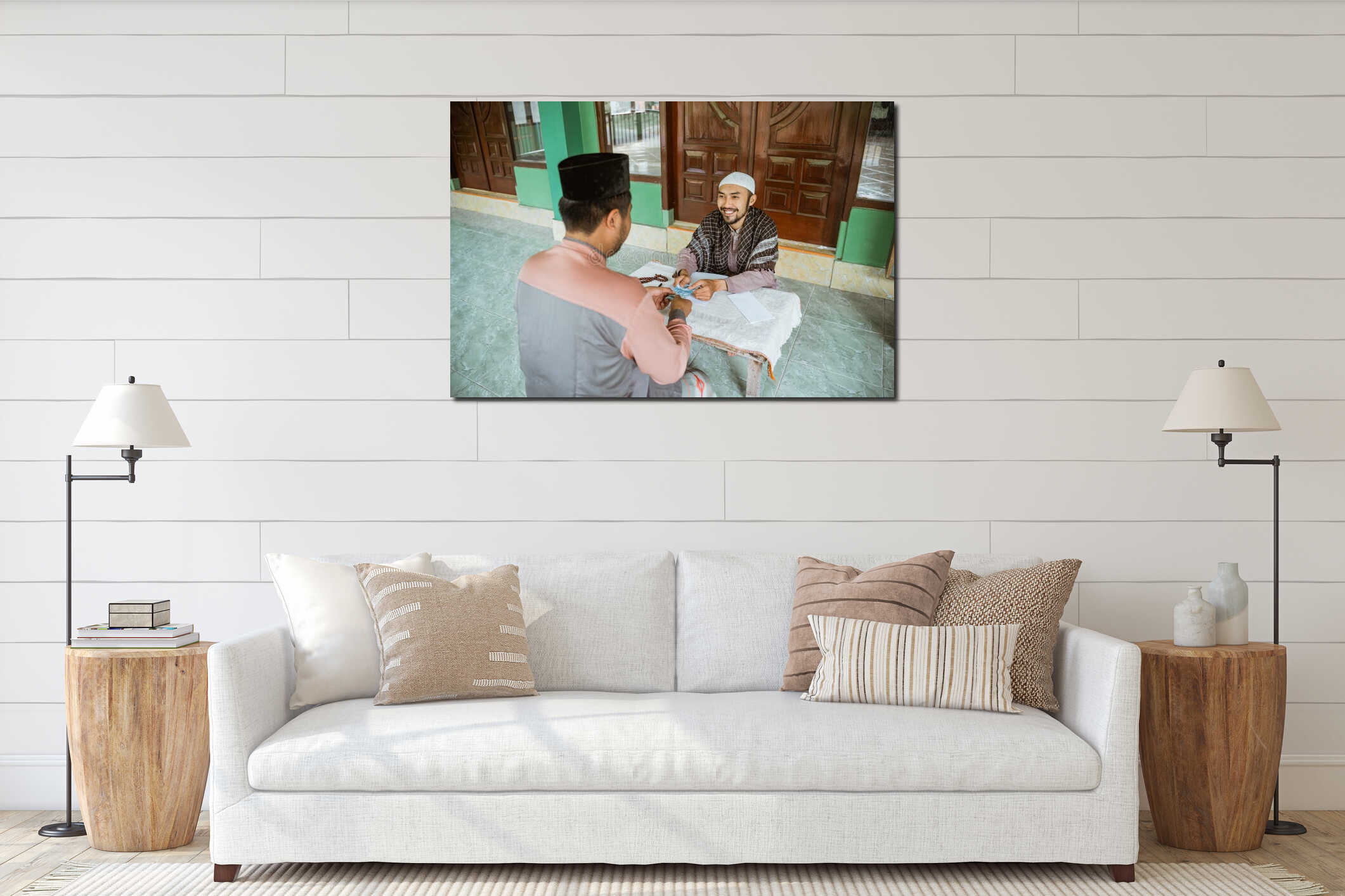 Canvas hanging interior mockup