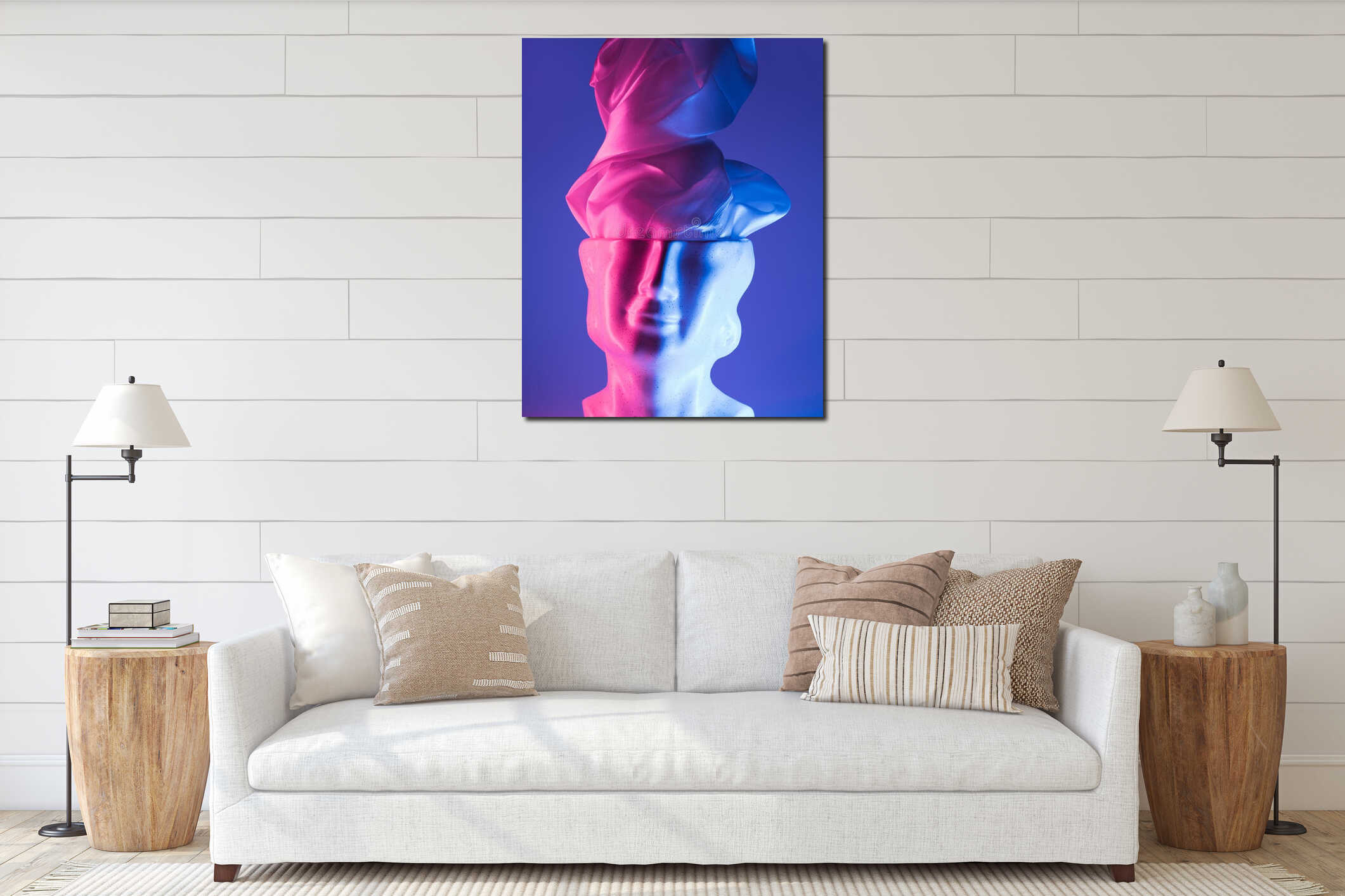 Canvas hanging interior mockup