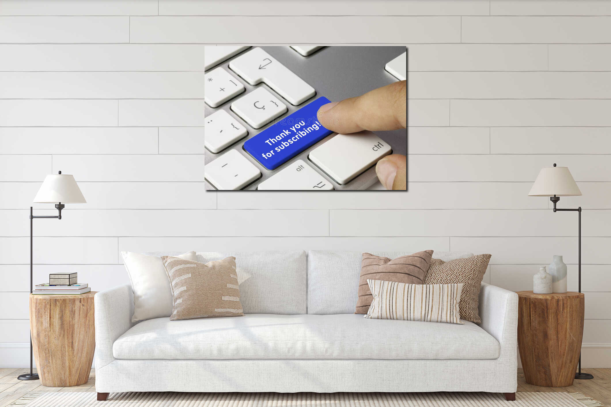Canvas hanging interior mockup