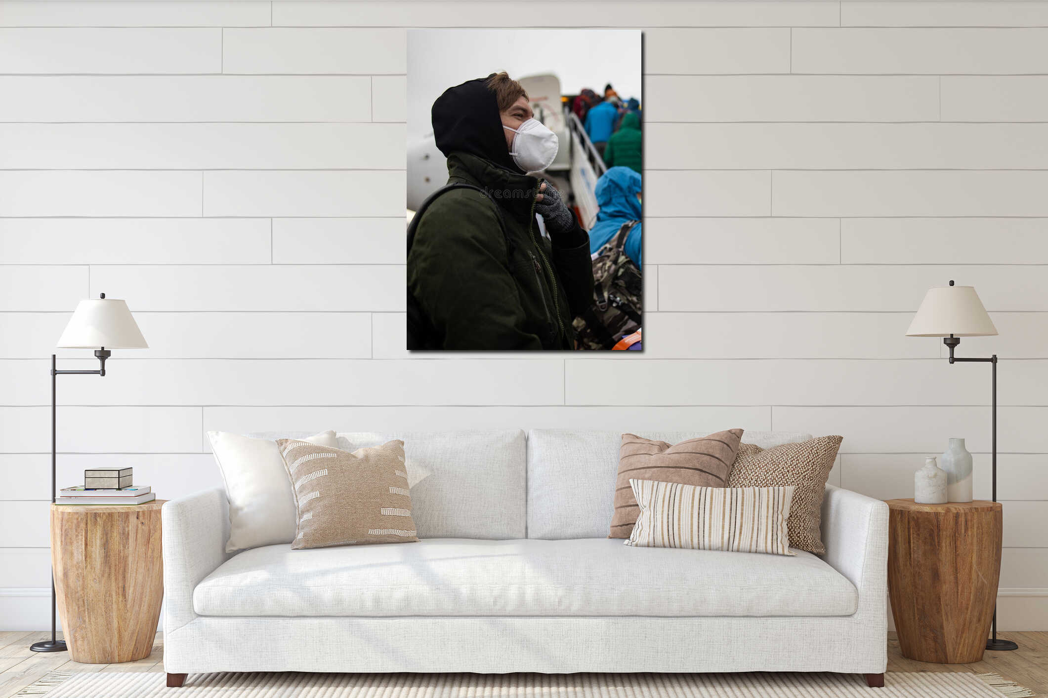 Canvas hanging interior mockup