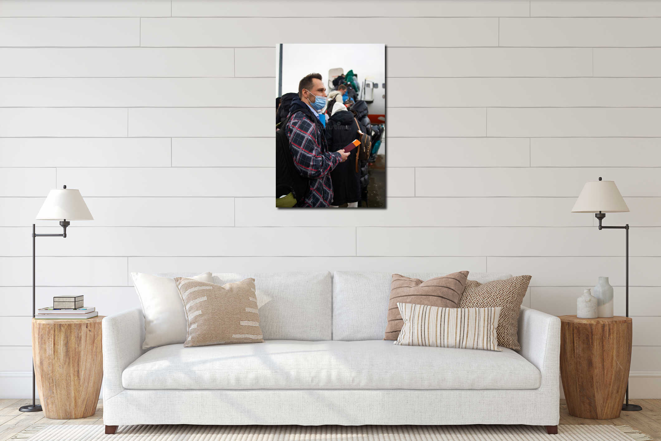 Canvas hanging interior mockup