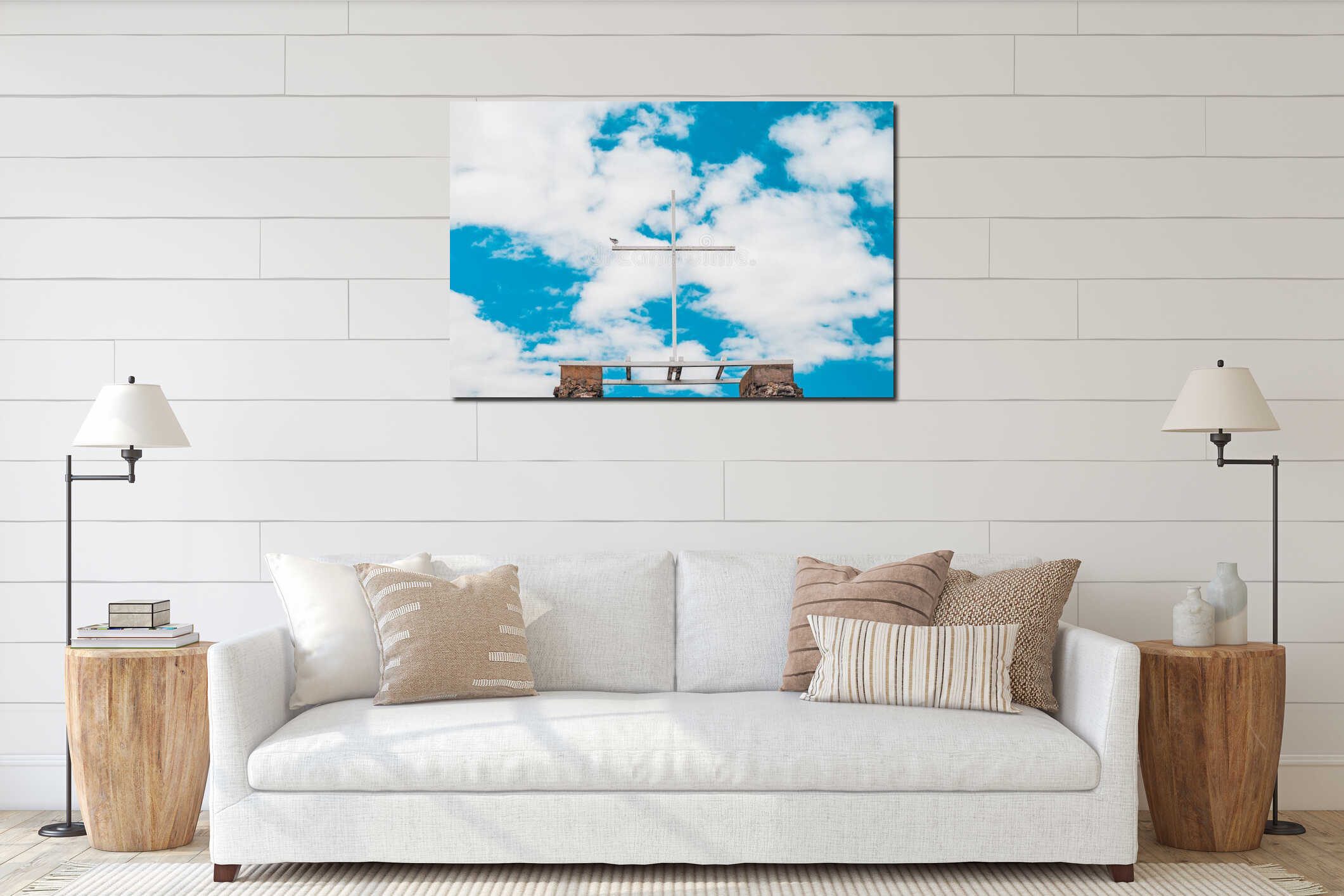Canvas hanging interior mockup