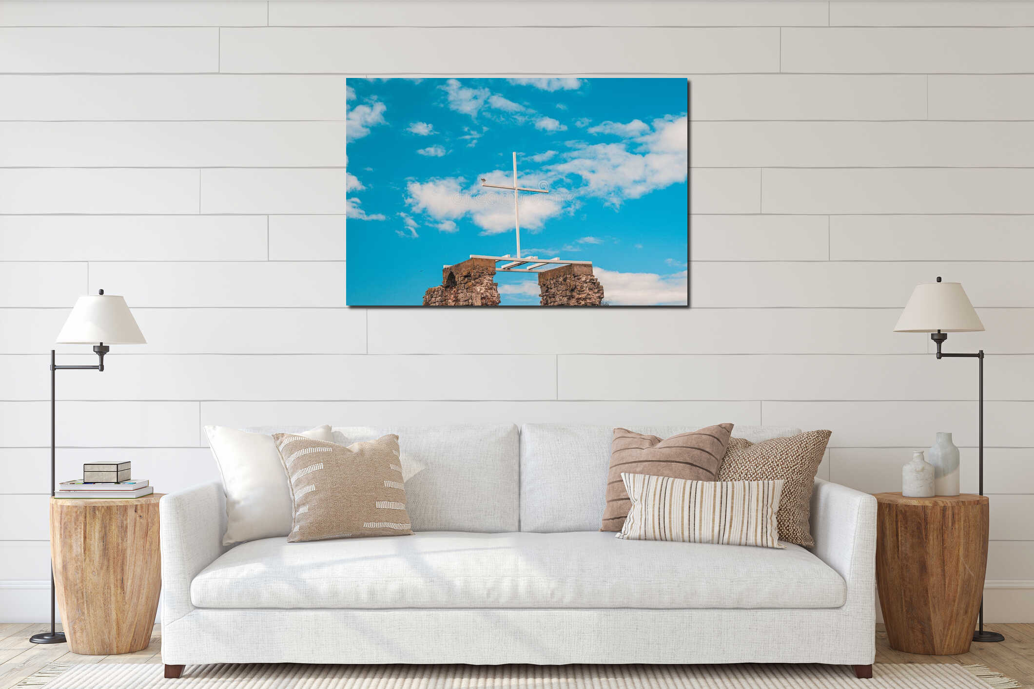 Canvas hanging interior mockup