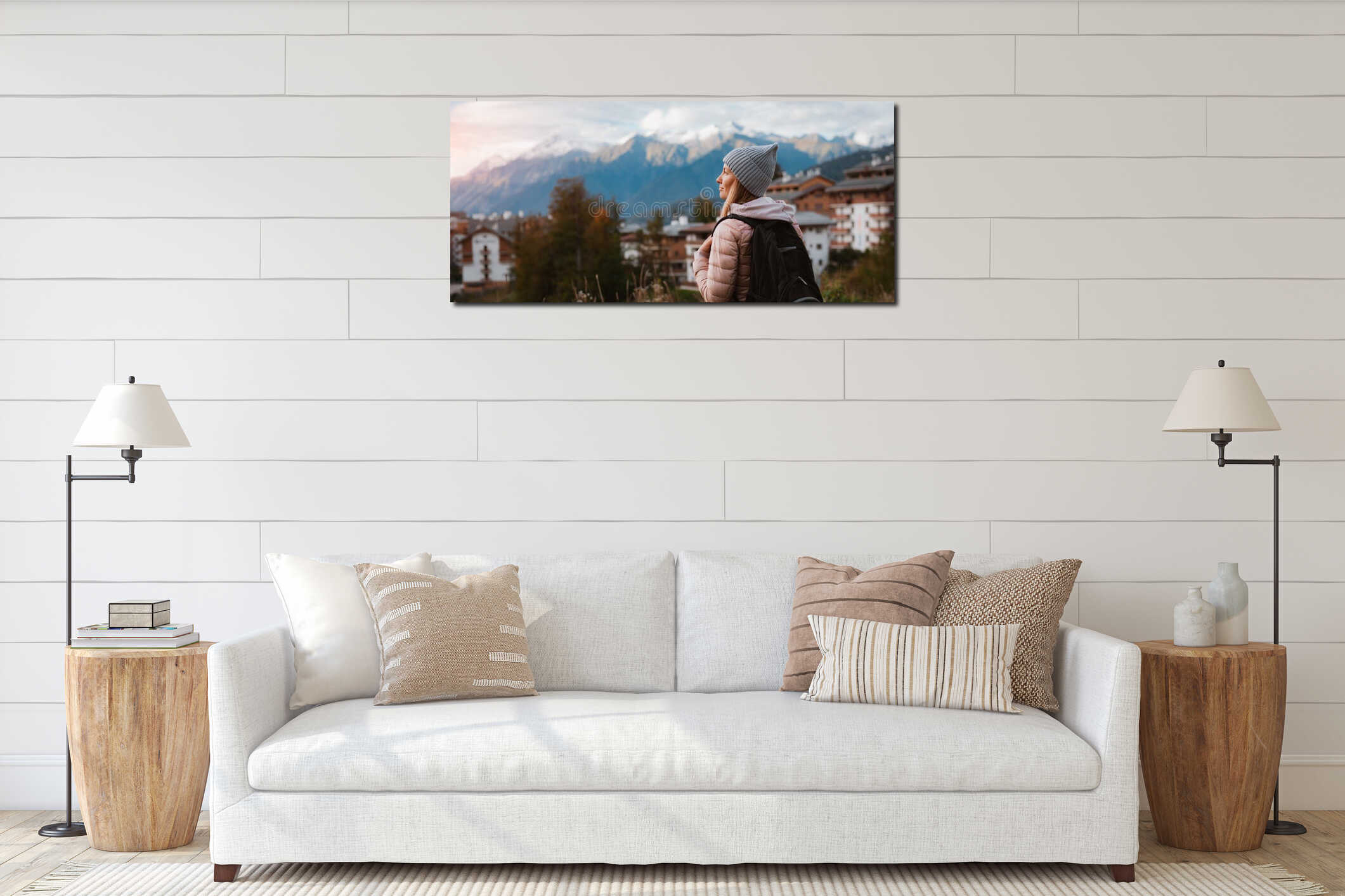 Canvas hanging interior mockup