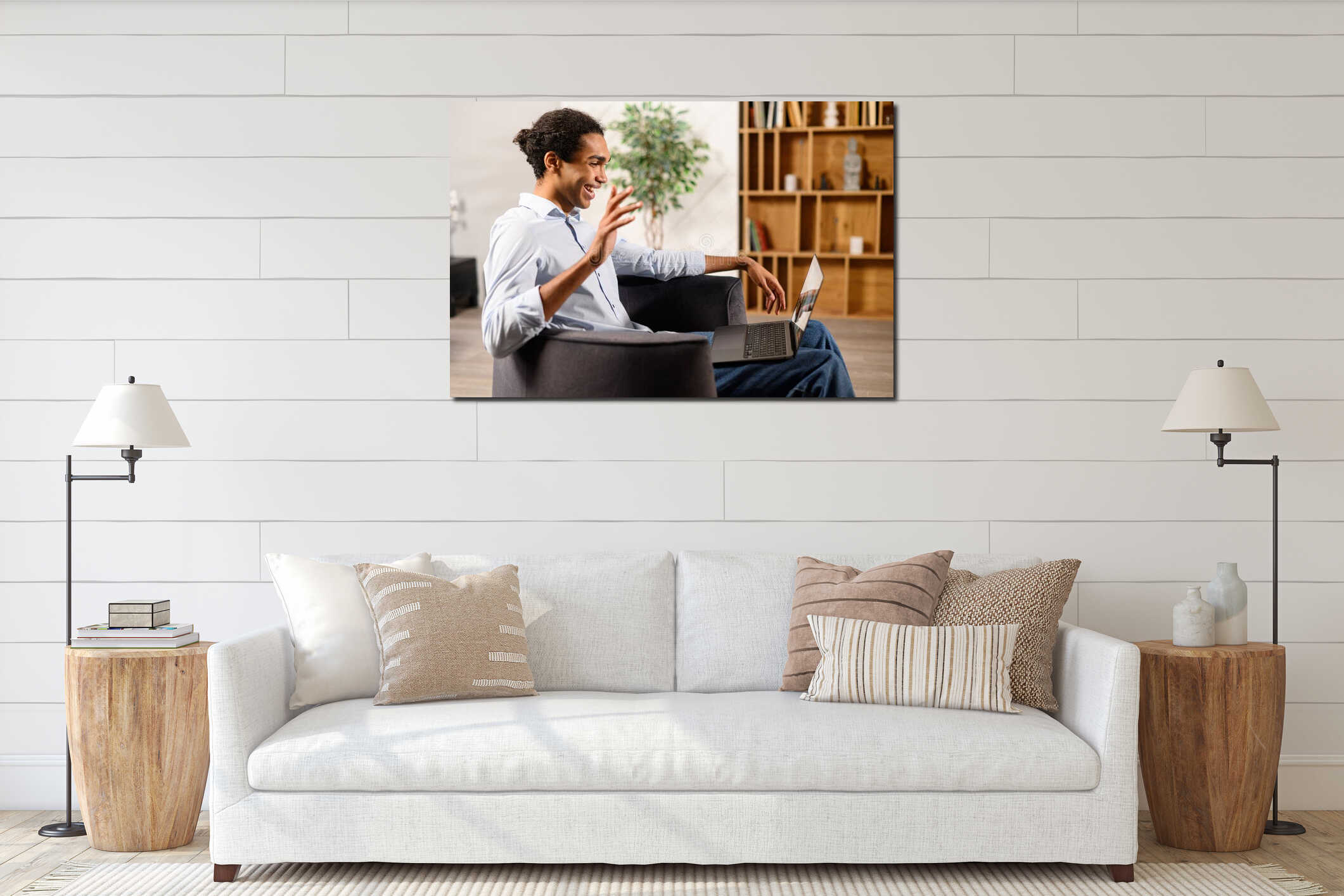 Canvas hanging interior mockup