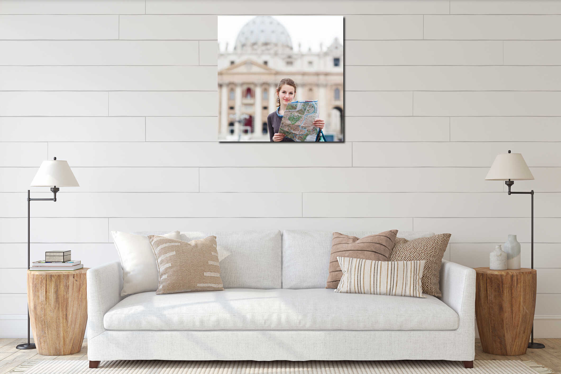 Canvas hanging interior mockup