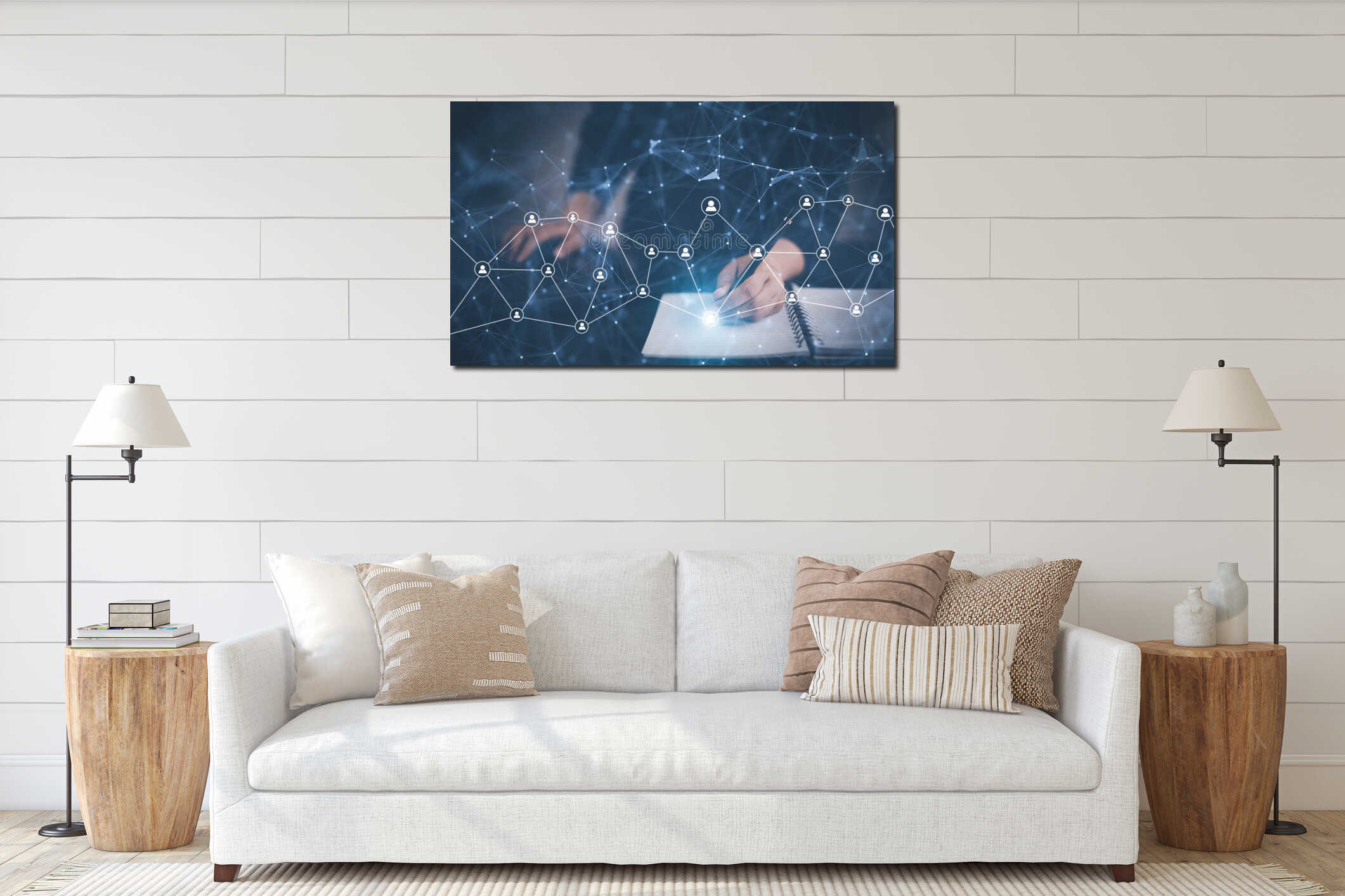 Canvas hanging interior mockup