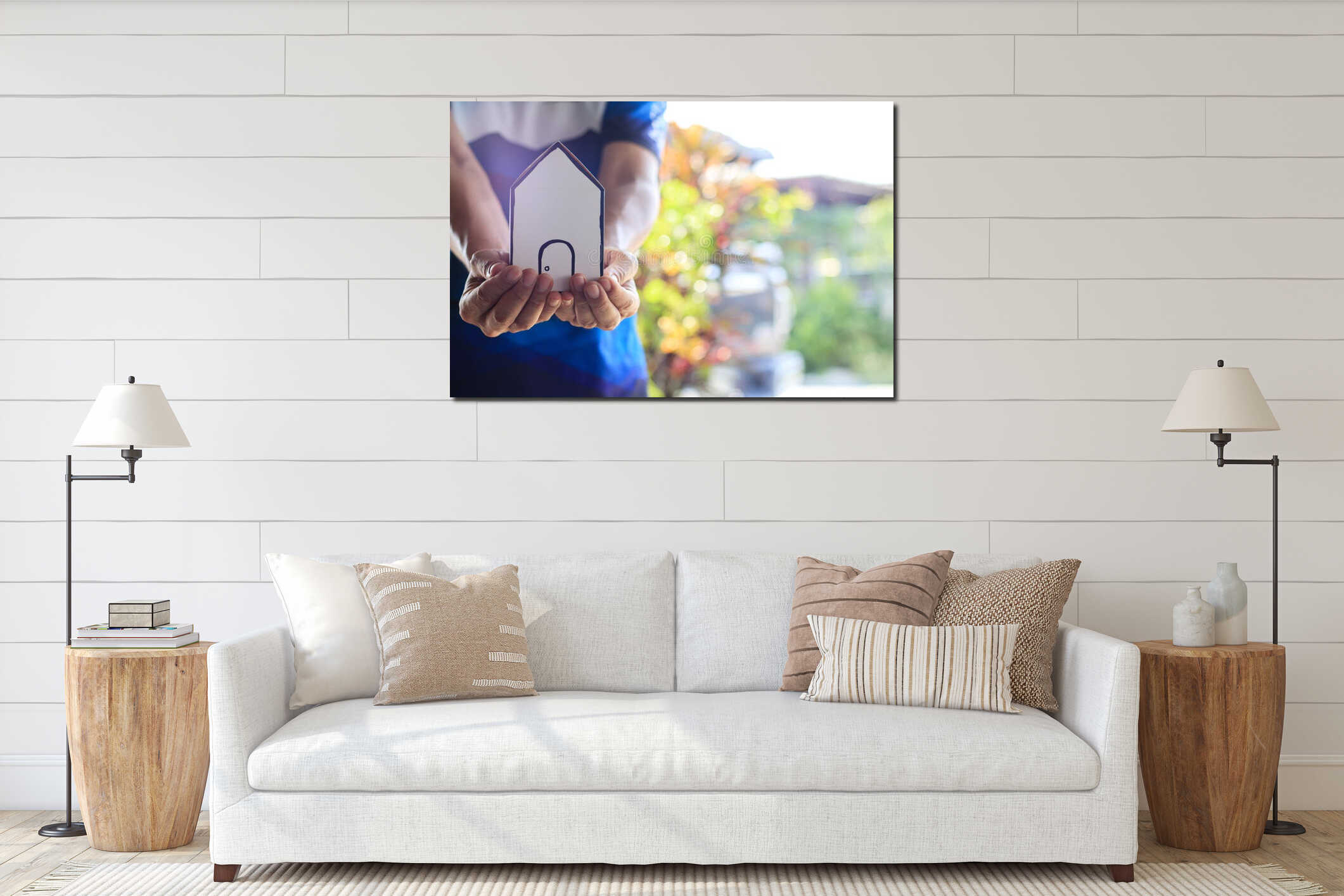 Canvas hanging interior mockup