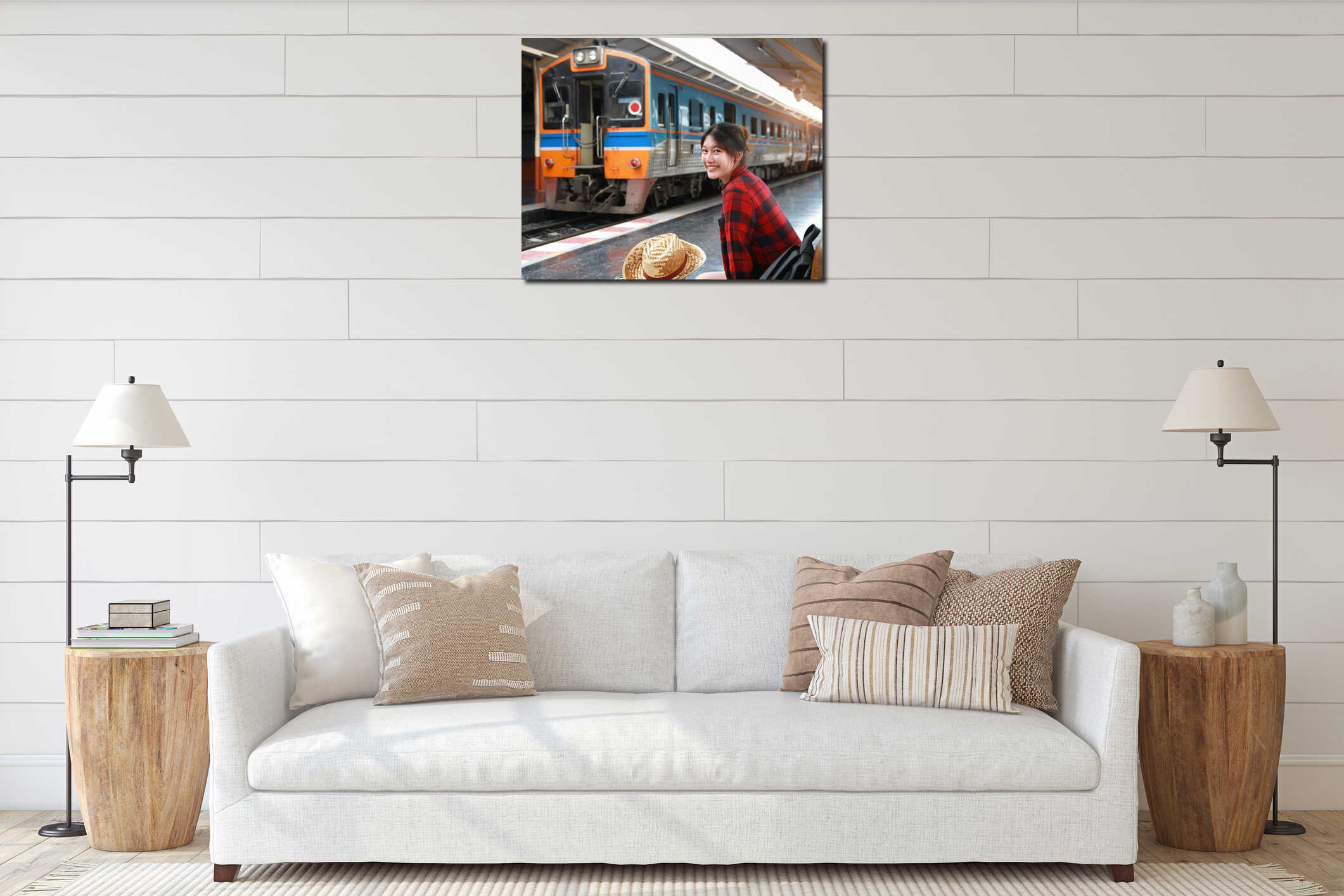 Canvas hanging interior mockup