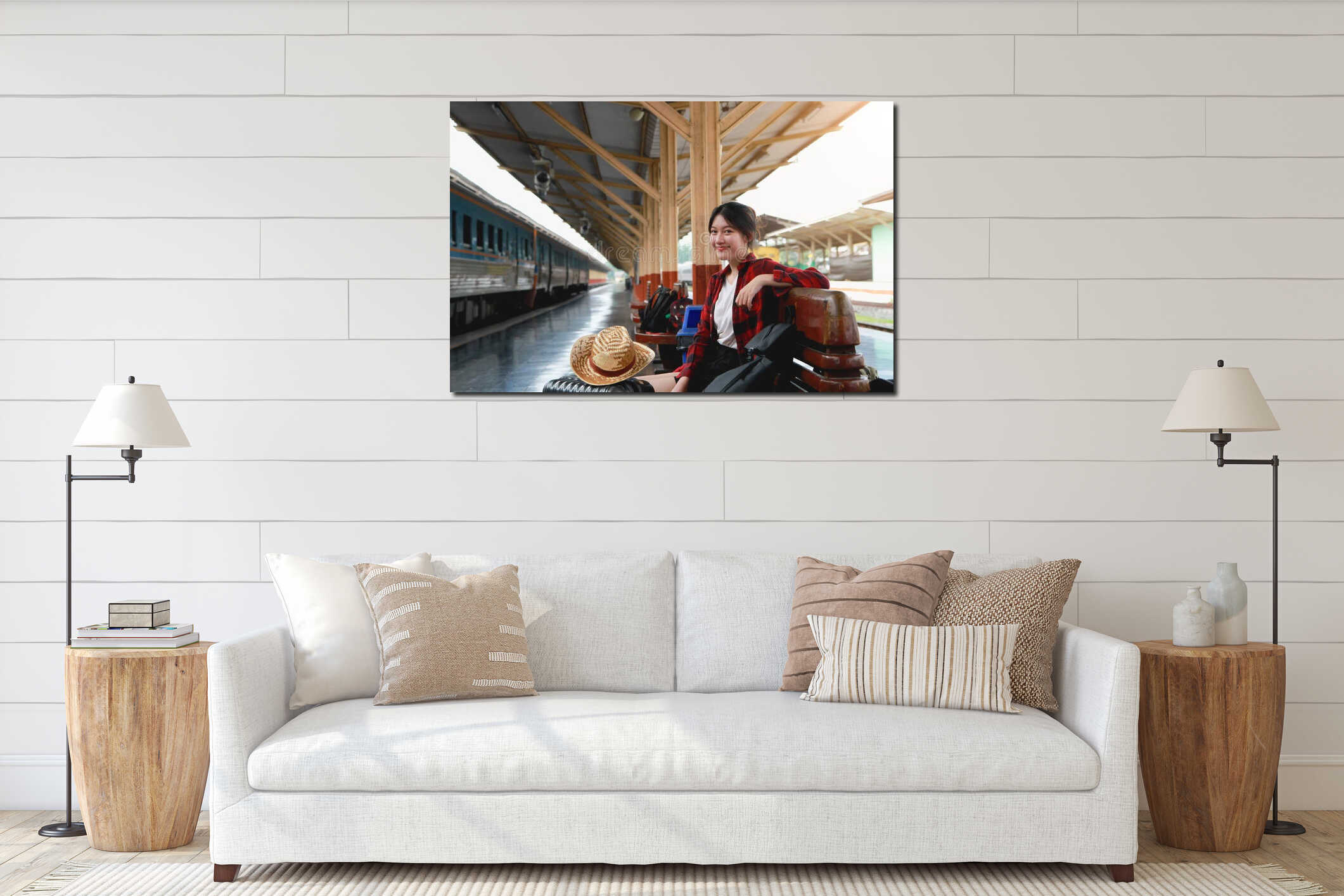 Canvas hanging interior mockup