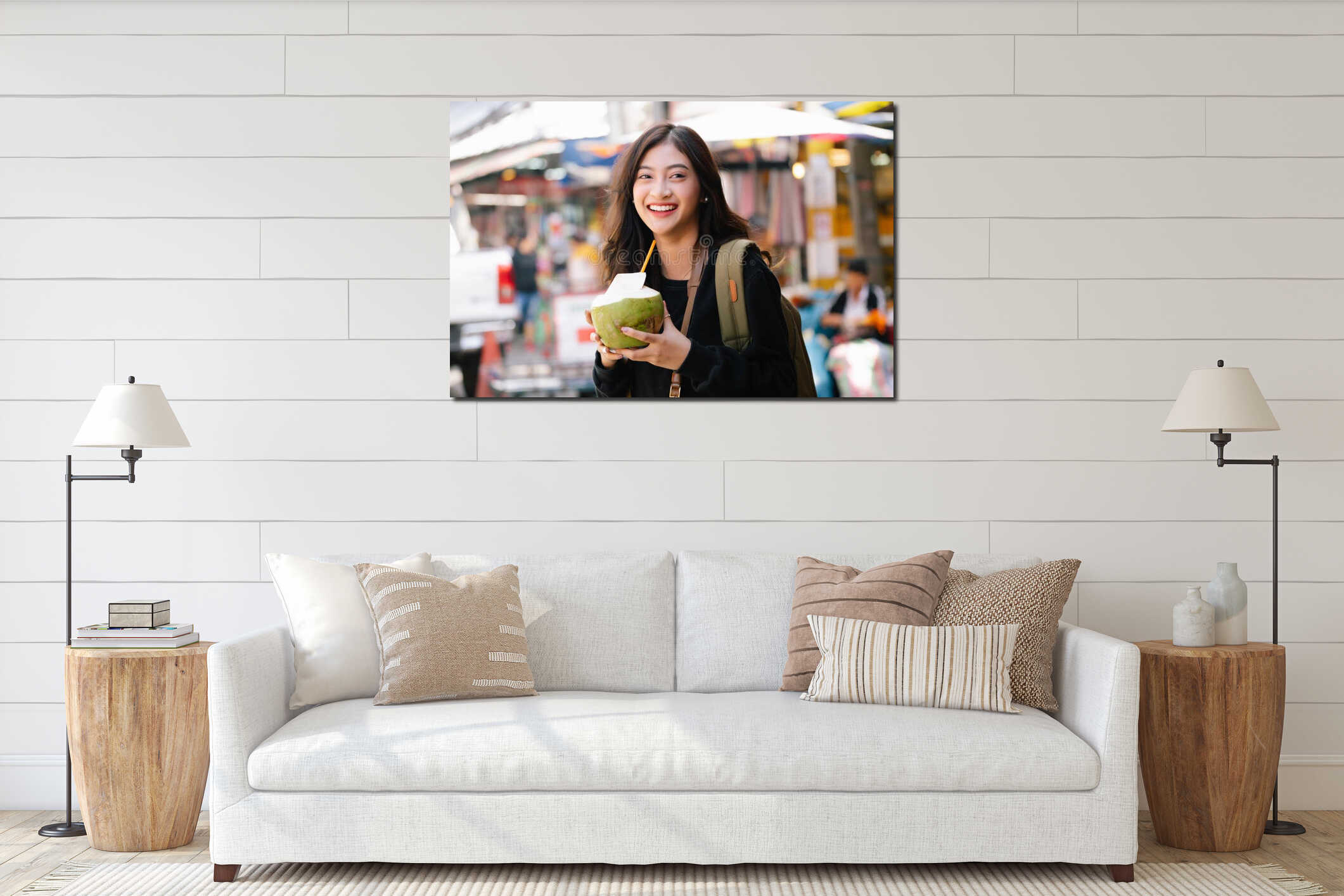 Canvas hanging interior mockup