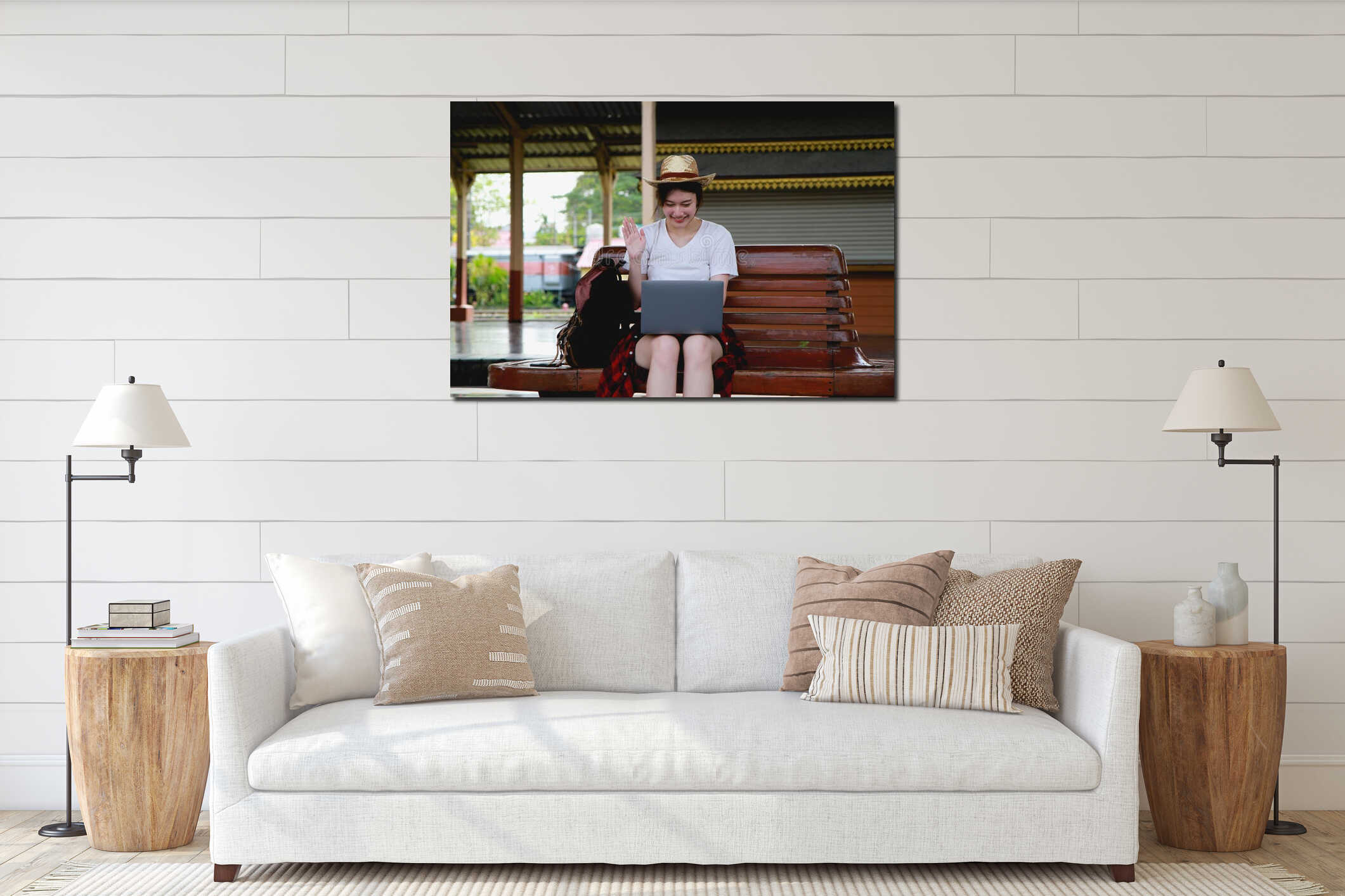 Canvas hanging interior mockup