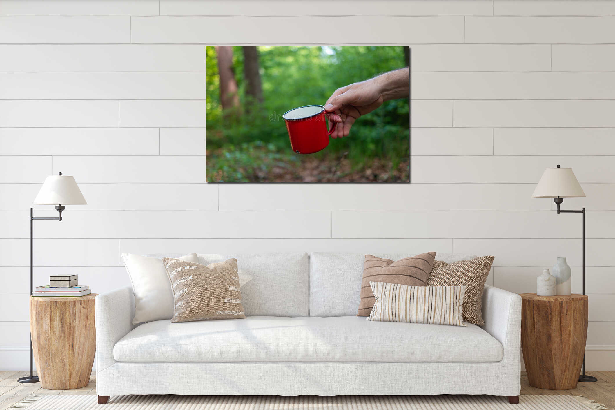 Canvas hanging interior mockup