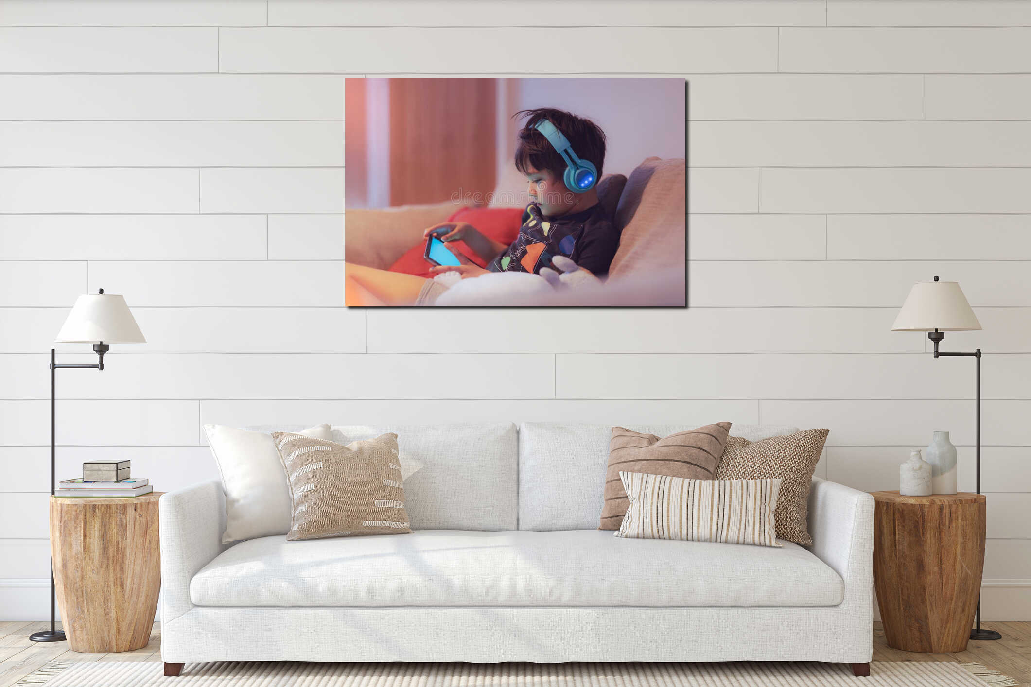 Canvas hanging interior mockup