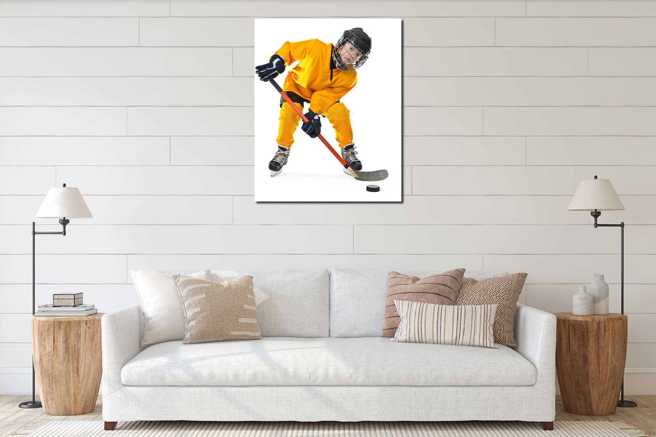 Canvas hanging interior mockup