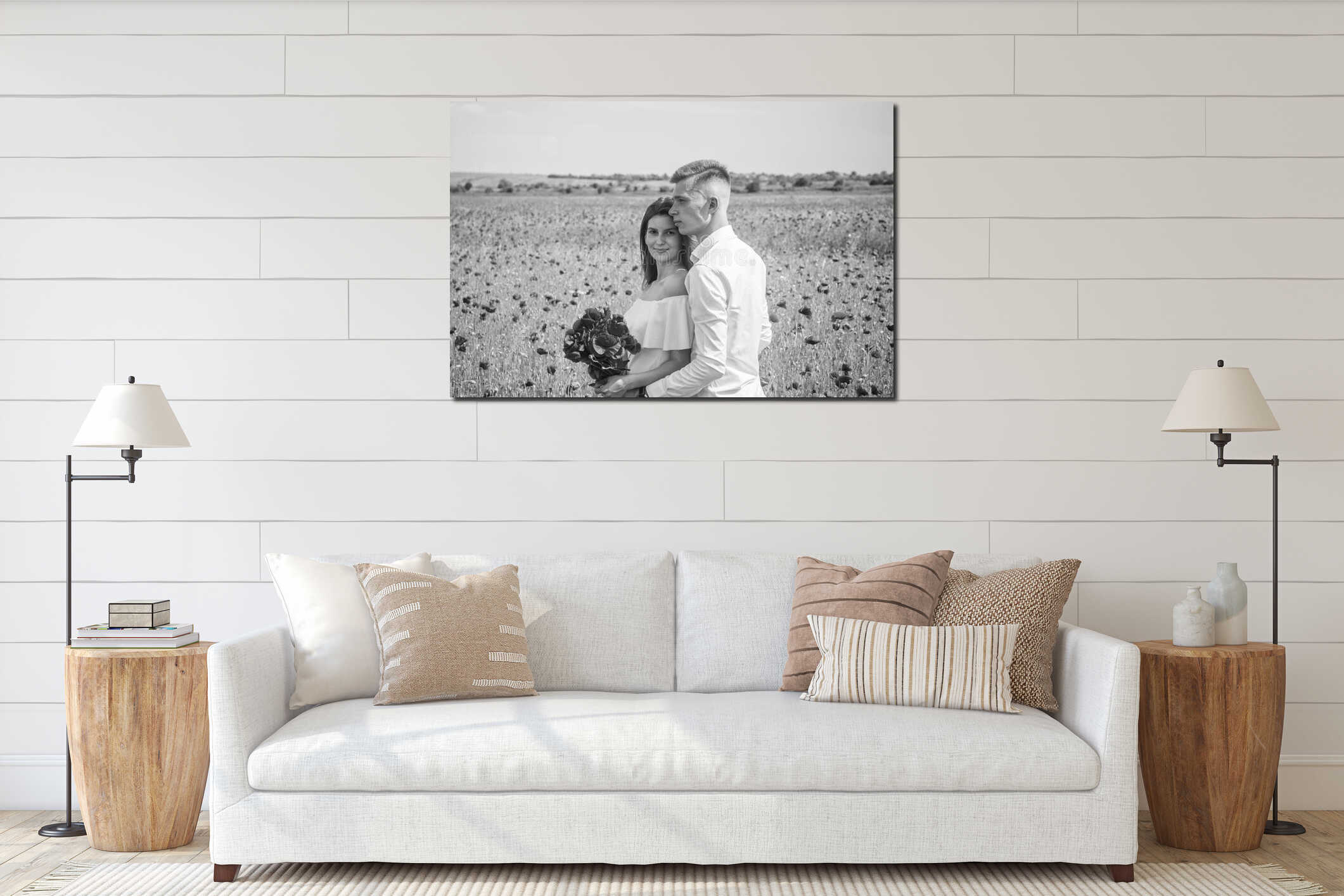 Canvas hanging interior mockup