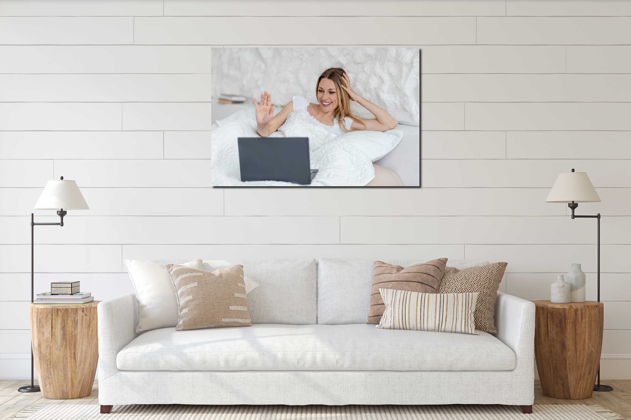 Canvas hanging interior mockup