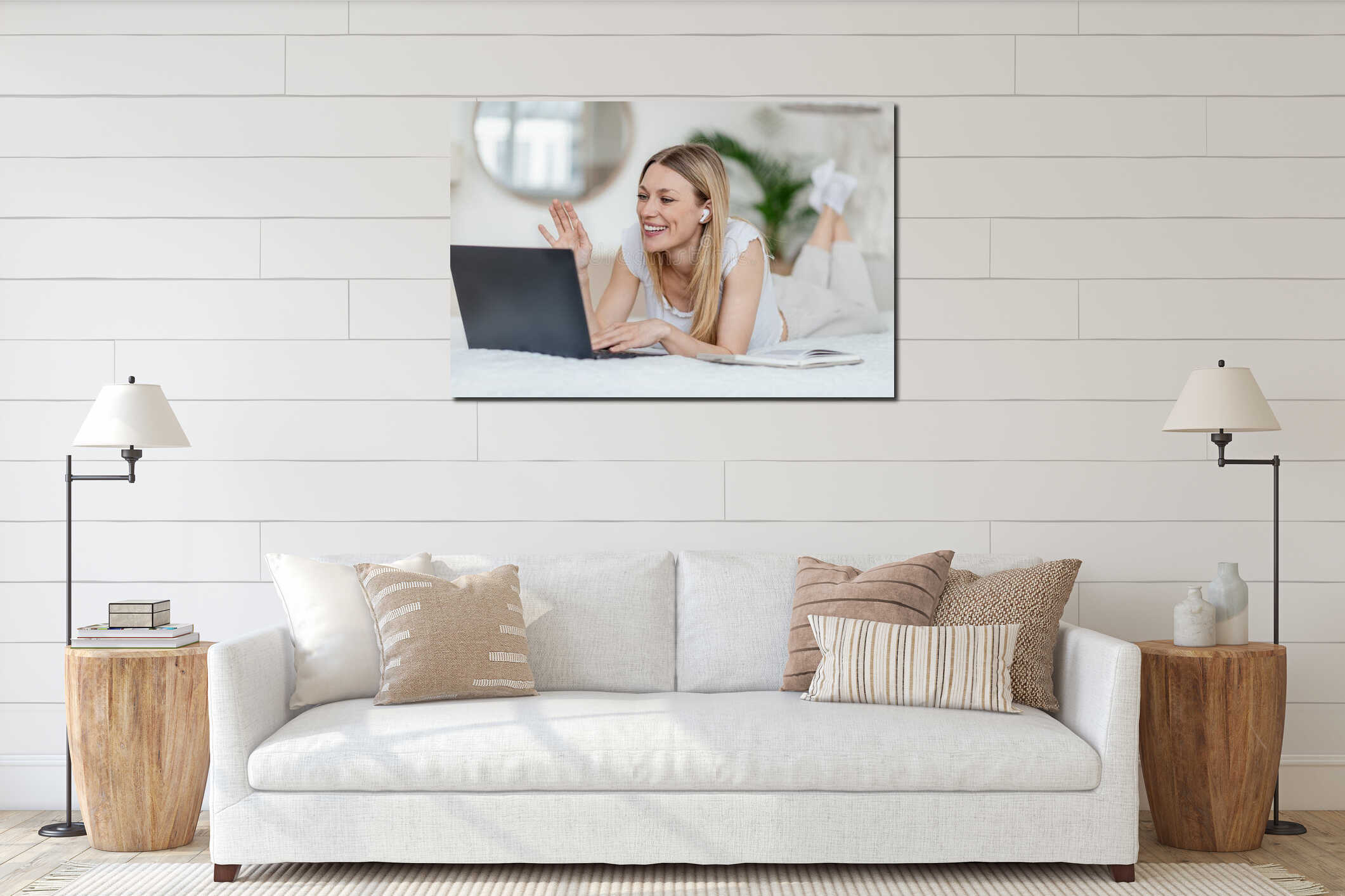 Canvas hanging interior mockup
