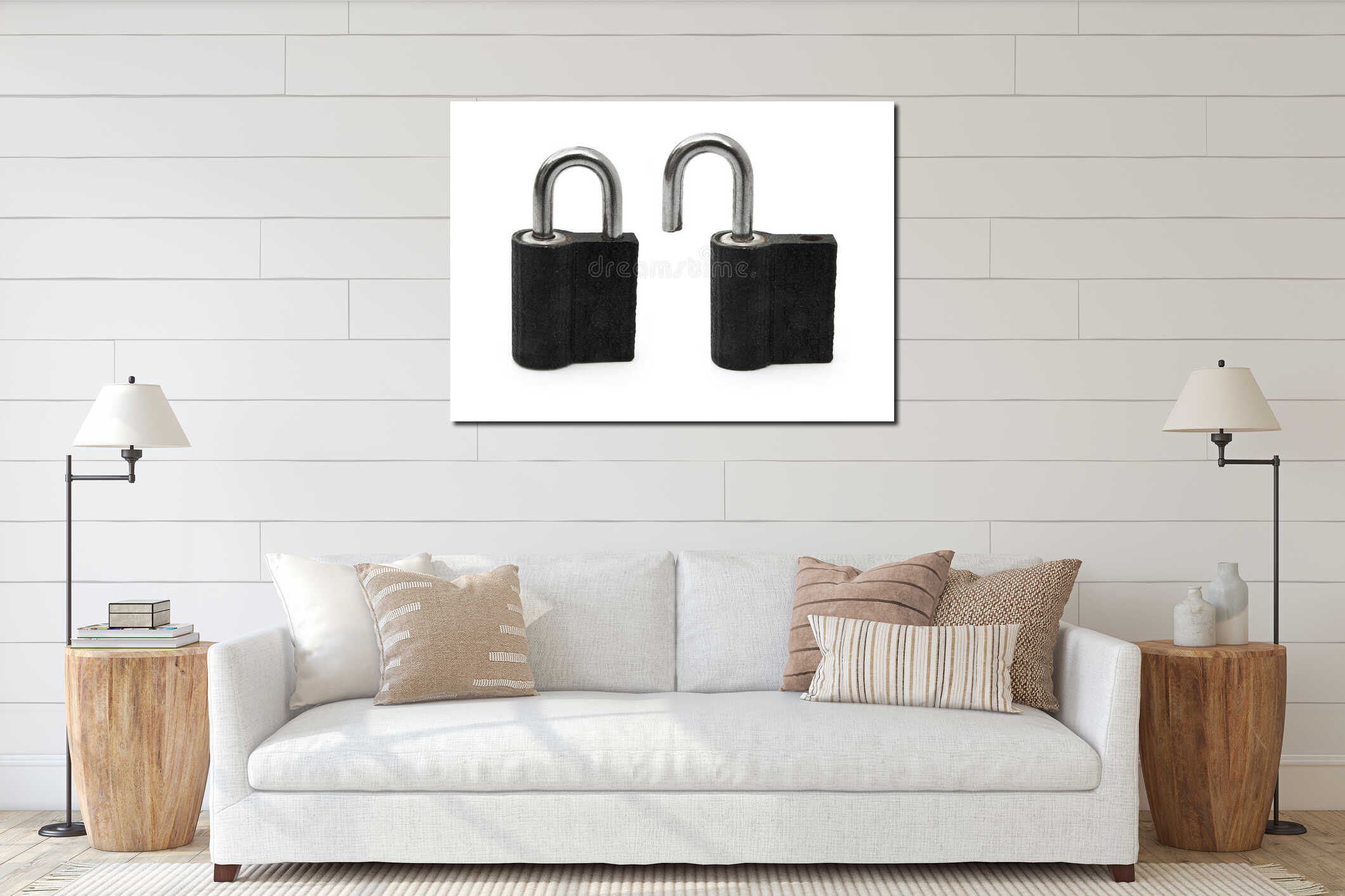 Canvas hanging interior mockup