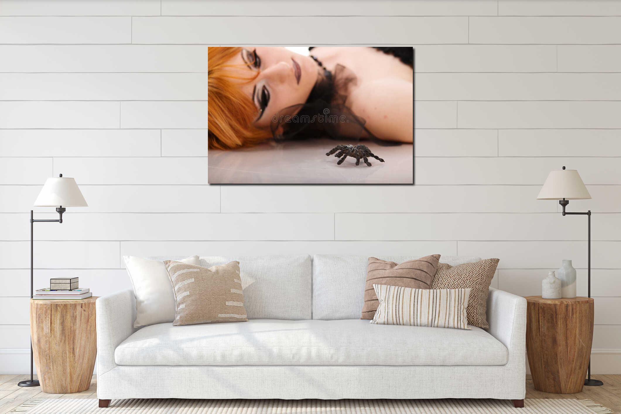 Canvas hanging interior mockup