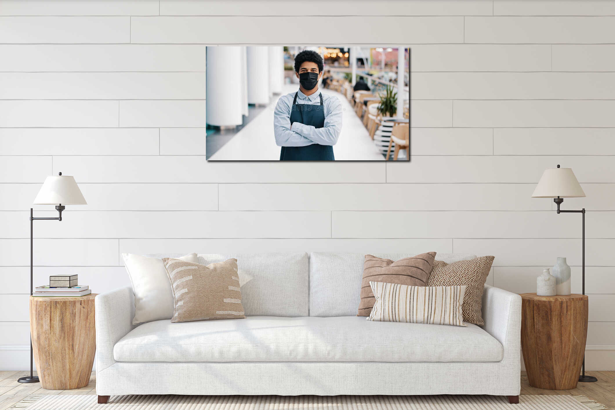 Canvas hanging interior mockup