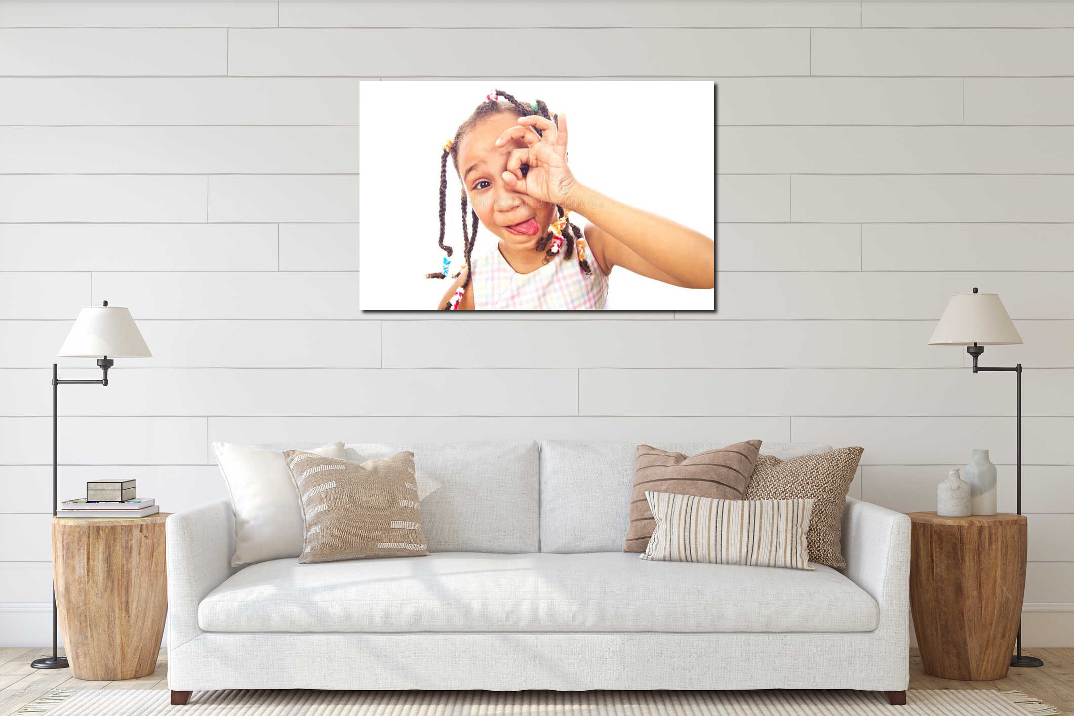 Canvas hanging interior mockup