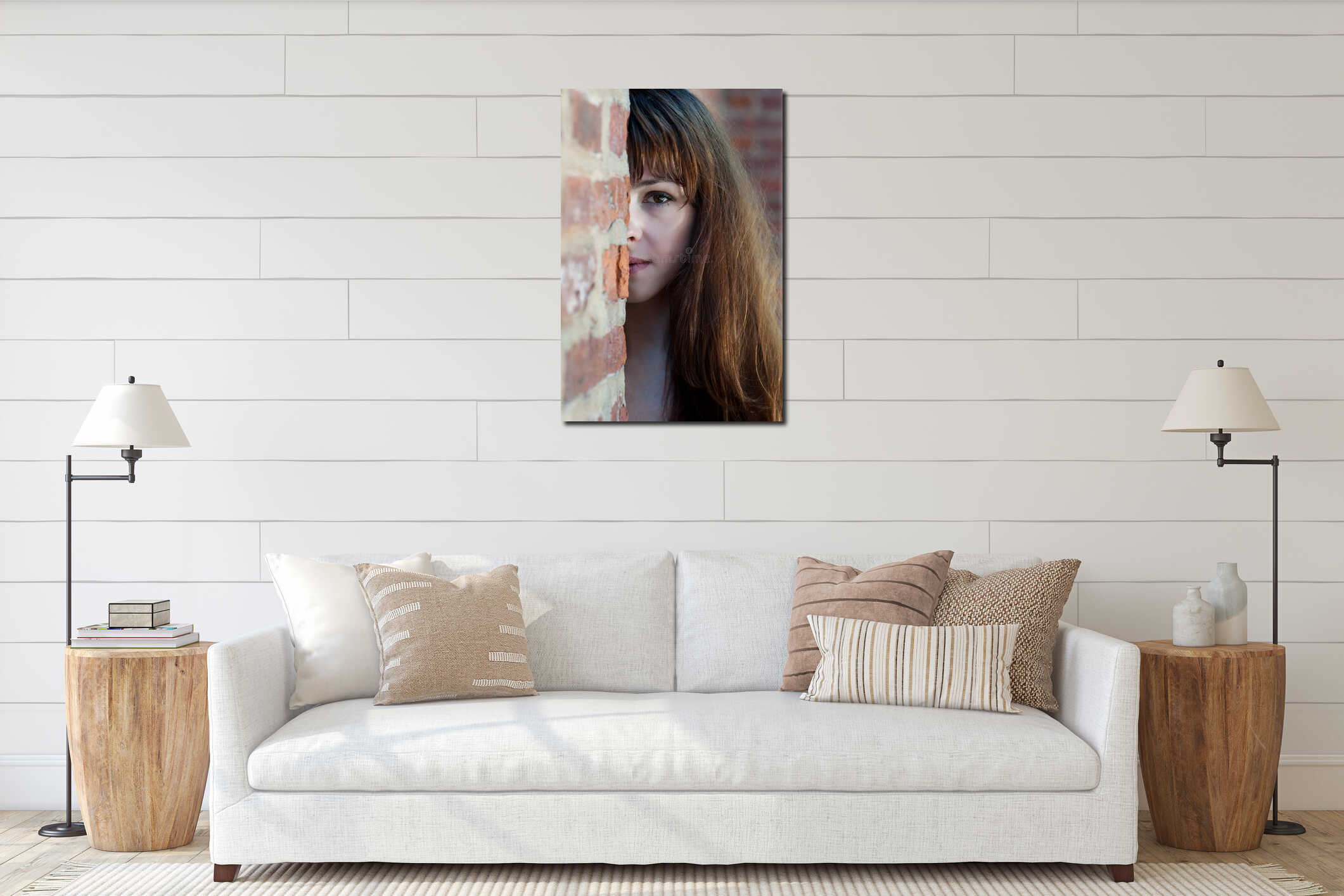 Canvas hanging interior mockup