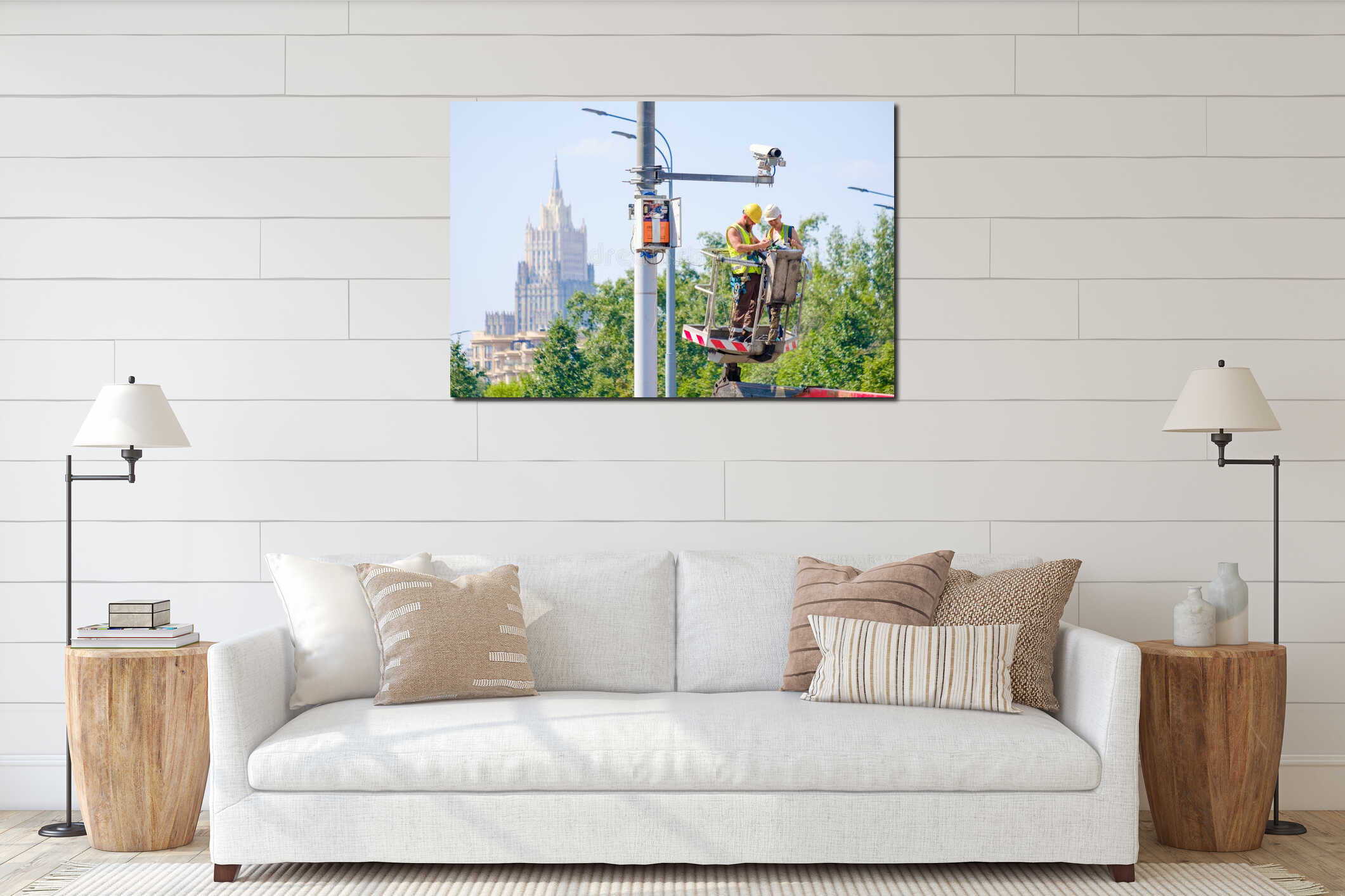 Canvas hanging interior mockup