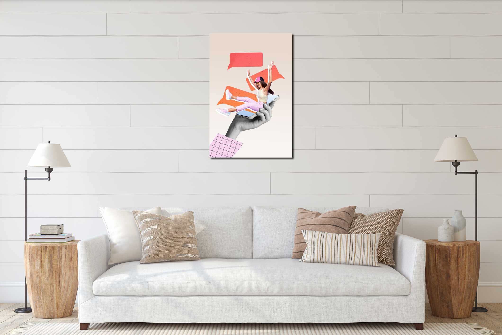 Canvas hanging interior mockup