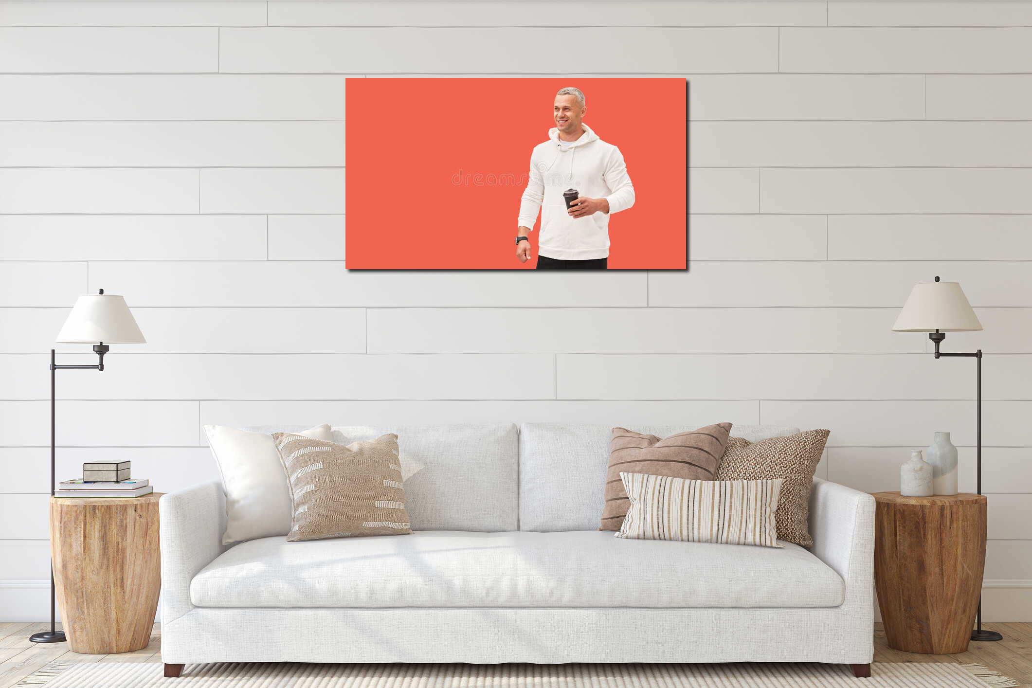 Canvas hanging interior mockup