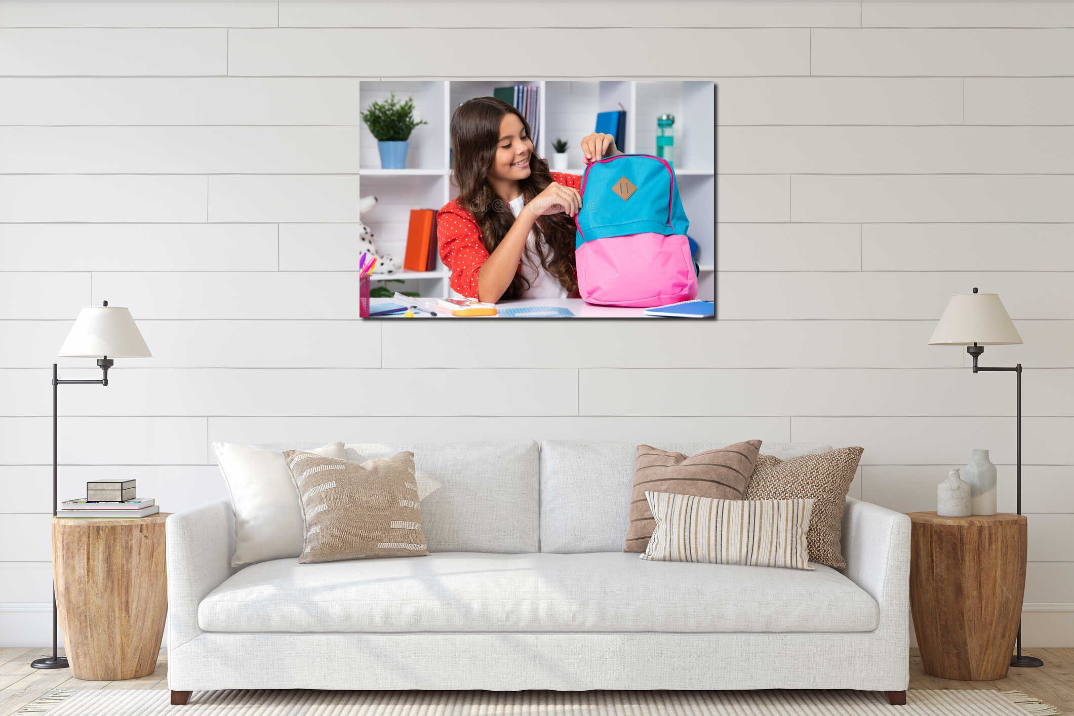 Canvas hanging interior mockup