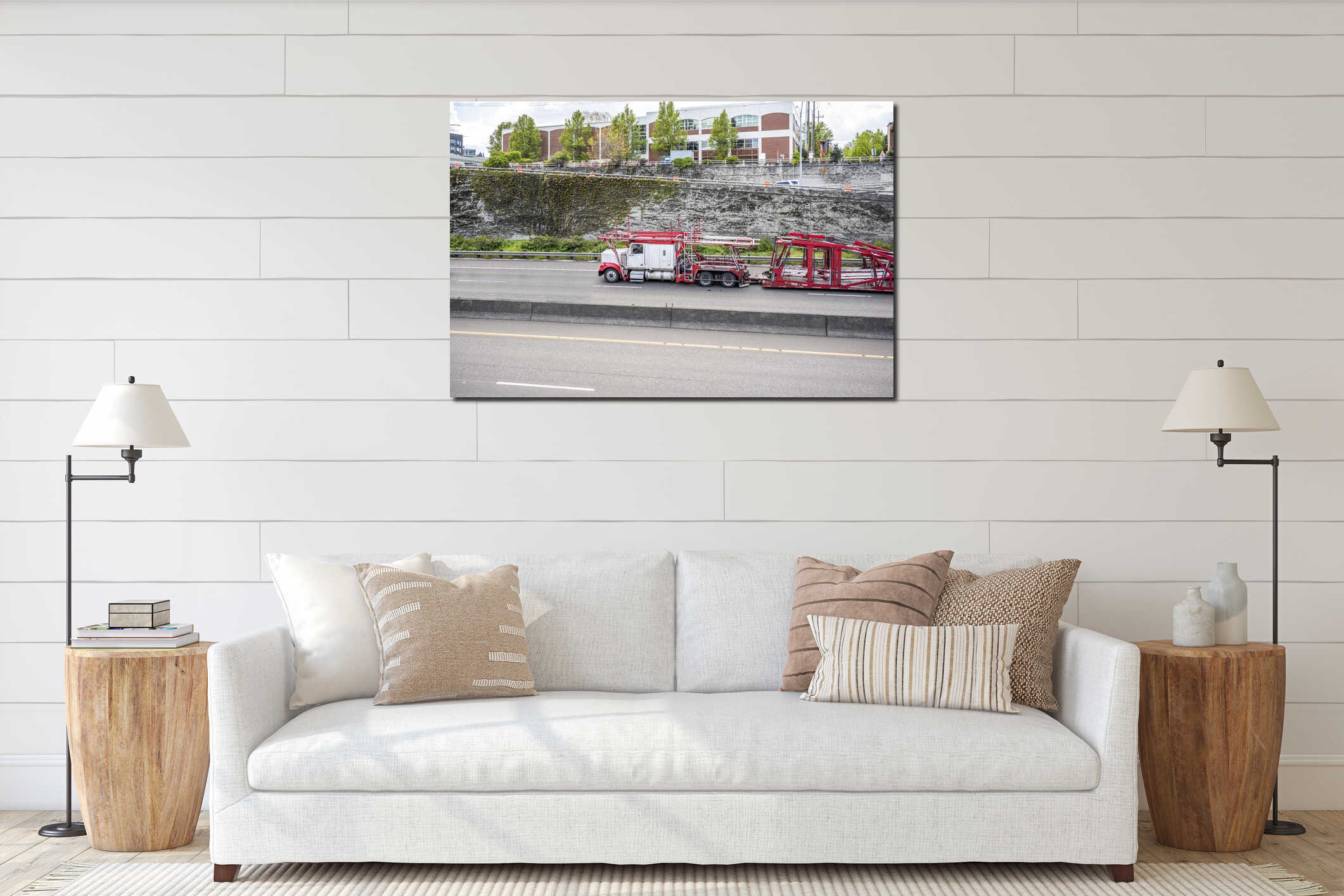 Canvas hanging interior mockup