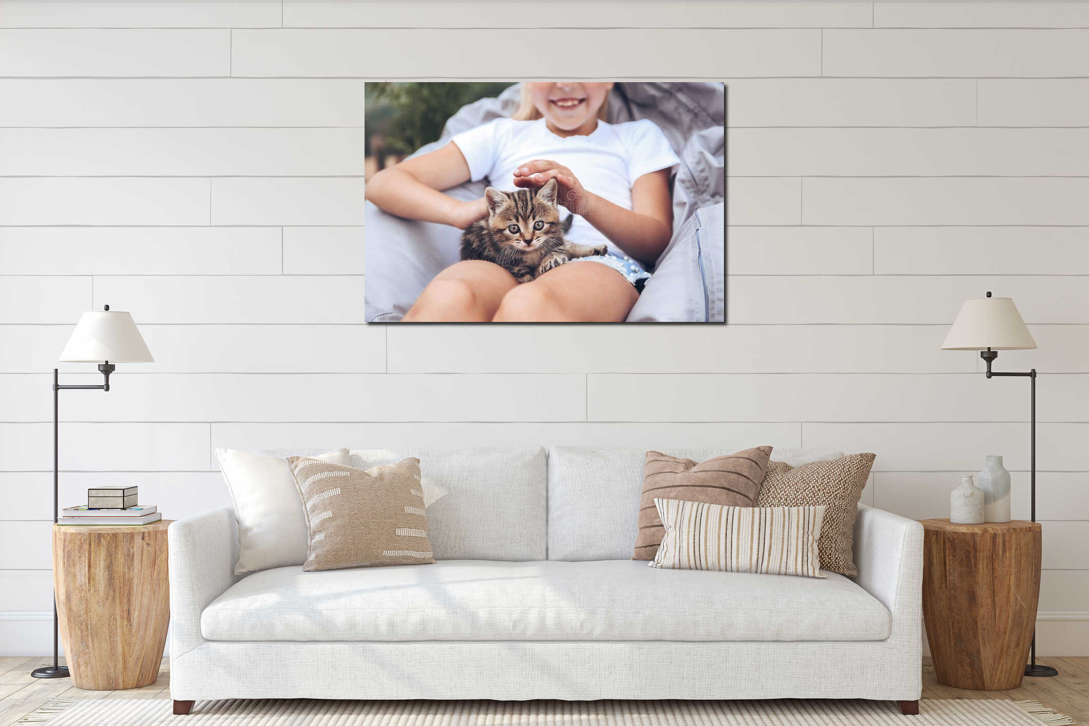Canvas hanging interior mockup