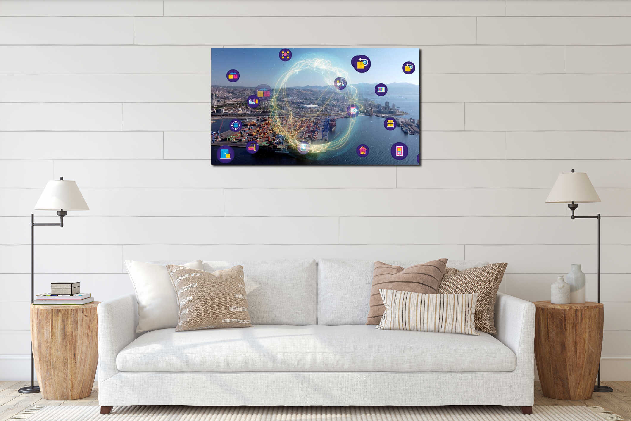 Canvas hanging interior mockup