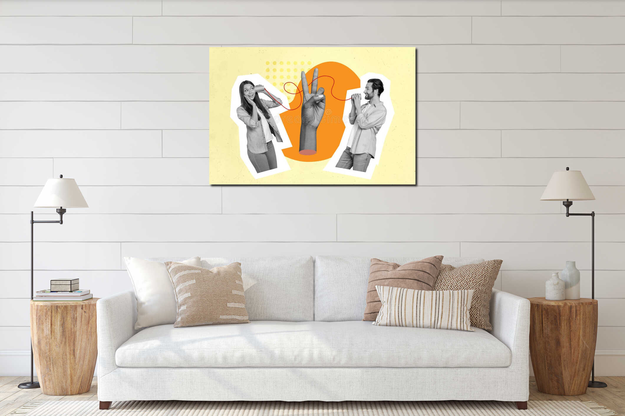 Canvas hanging interior mockup