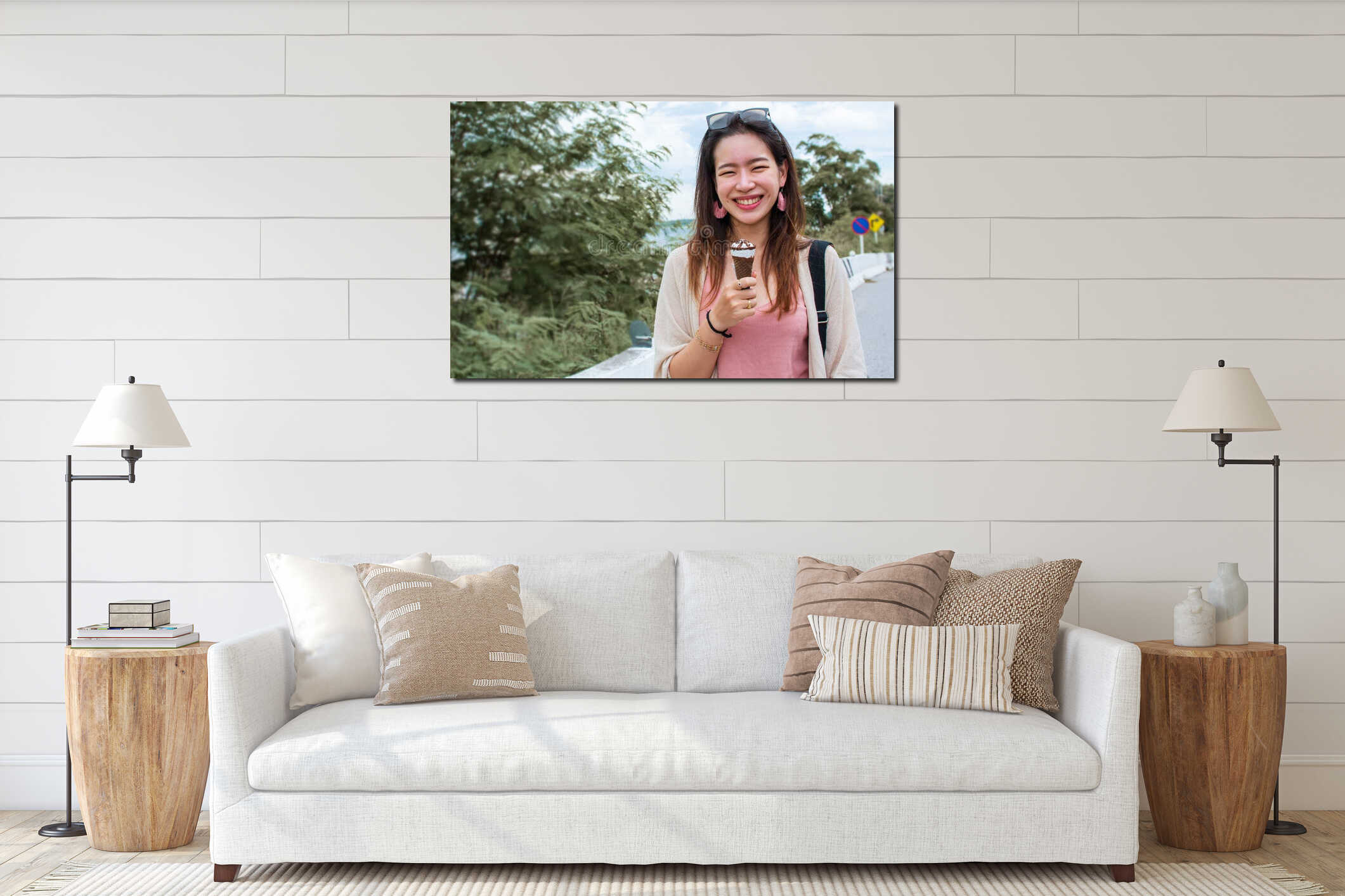 Canvas hanging interior mockup