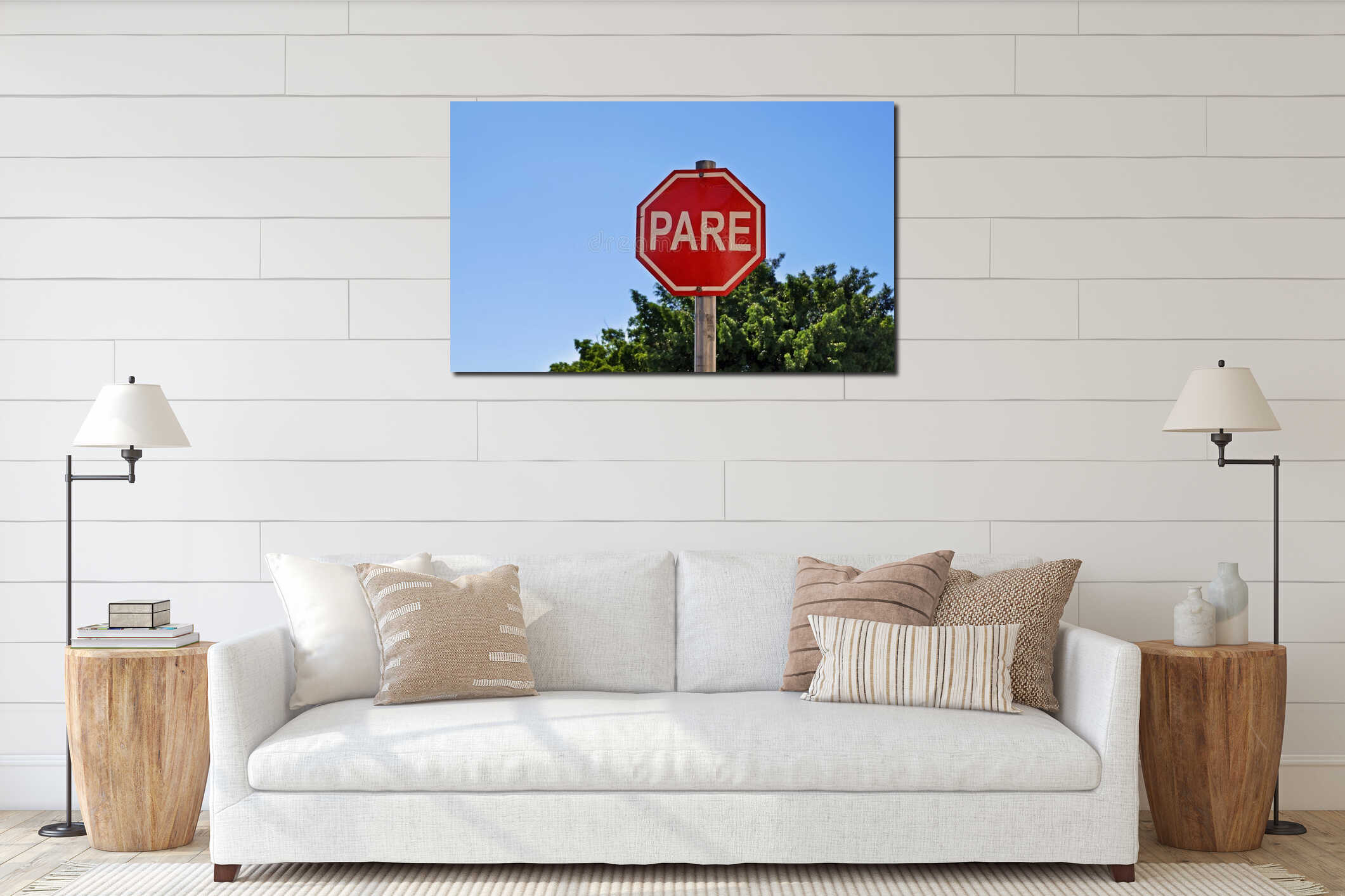 Canvas hanging interior mockup