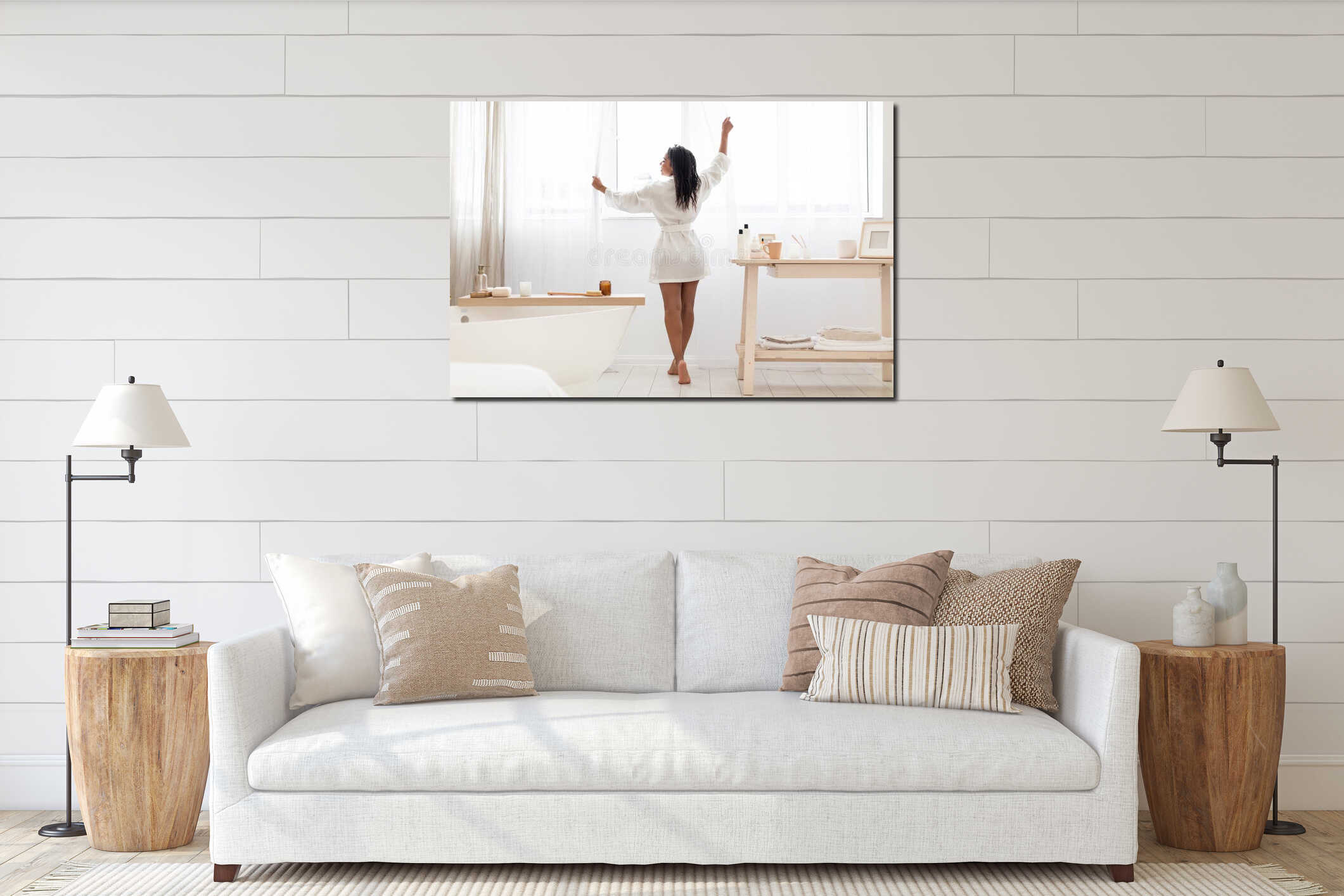 Canvas hanging interior mockup