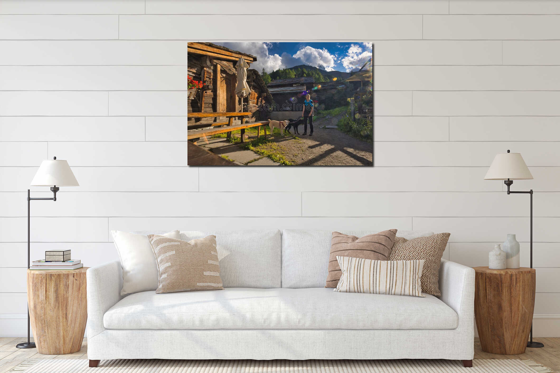 Canvas hanging interior mockup