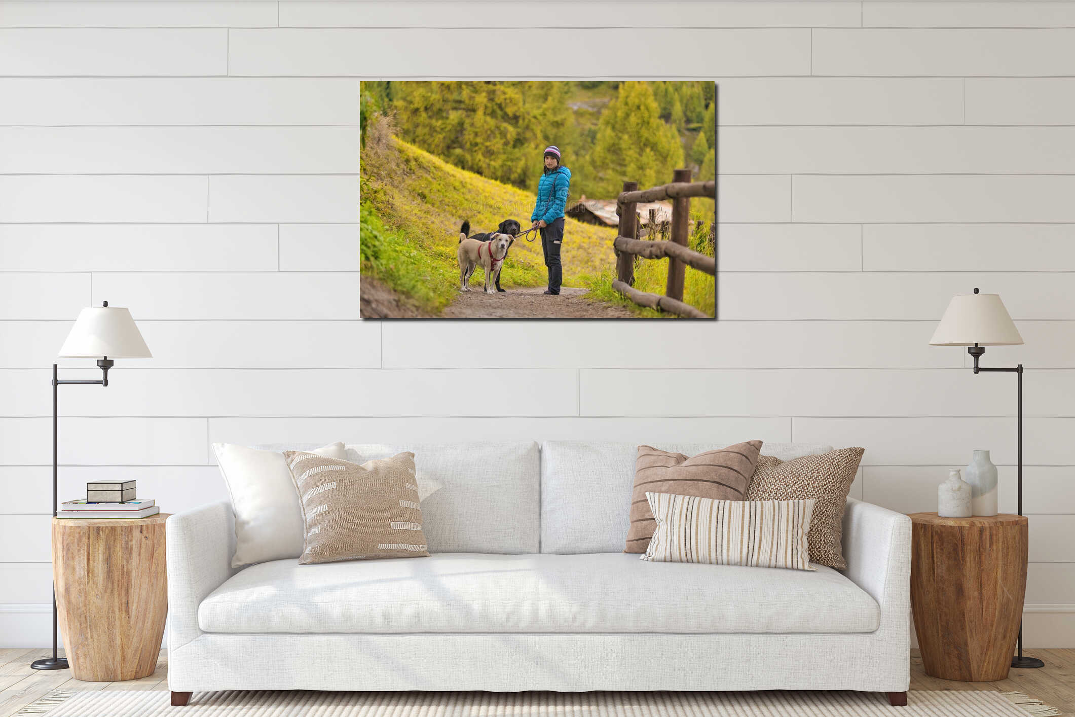 Canvas hanging interior mockup