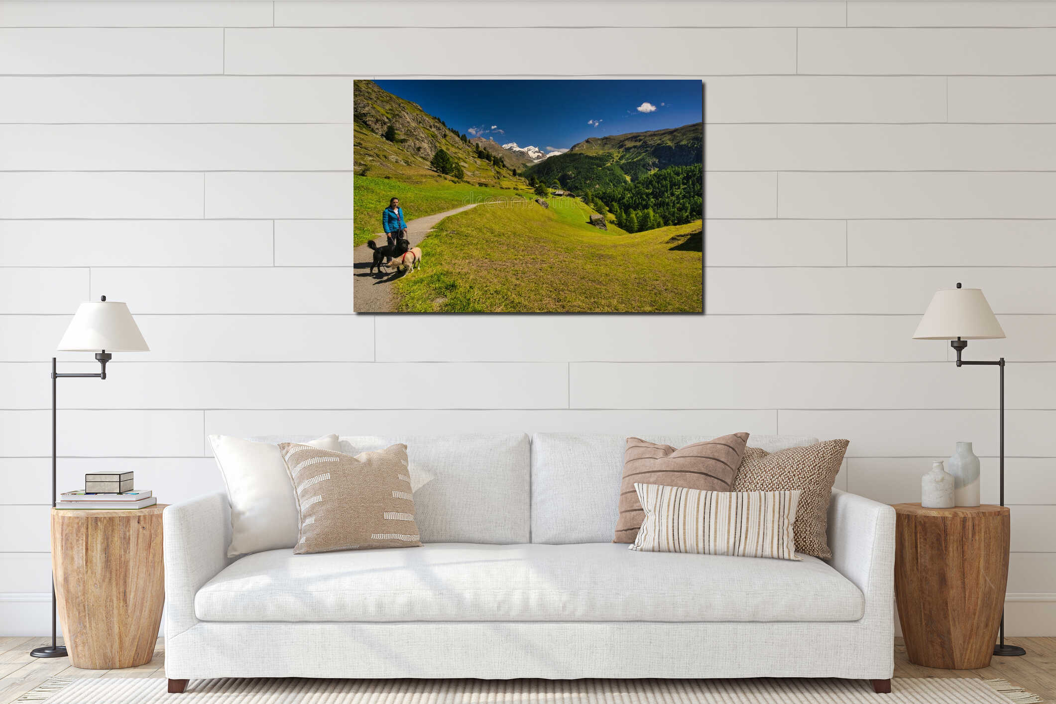 Canvas hanging interior mockup