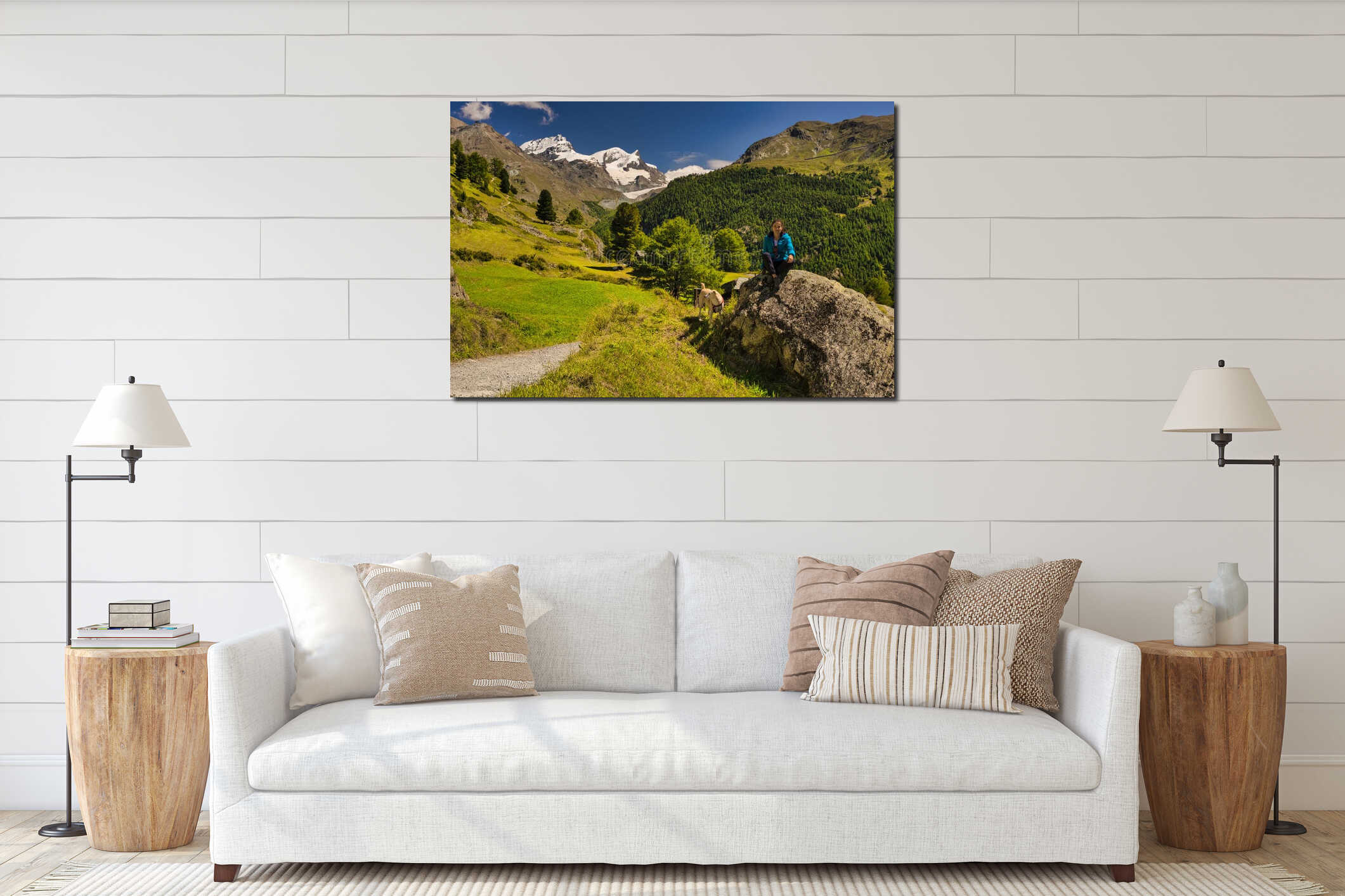 Canvas hanging interior mockup
