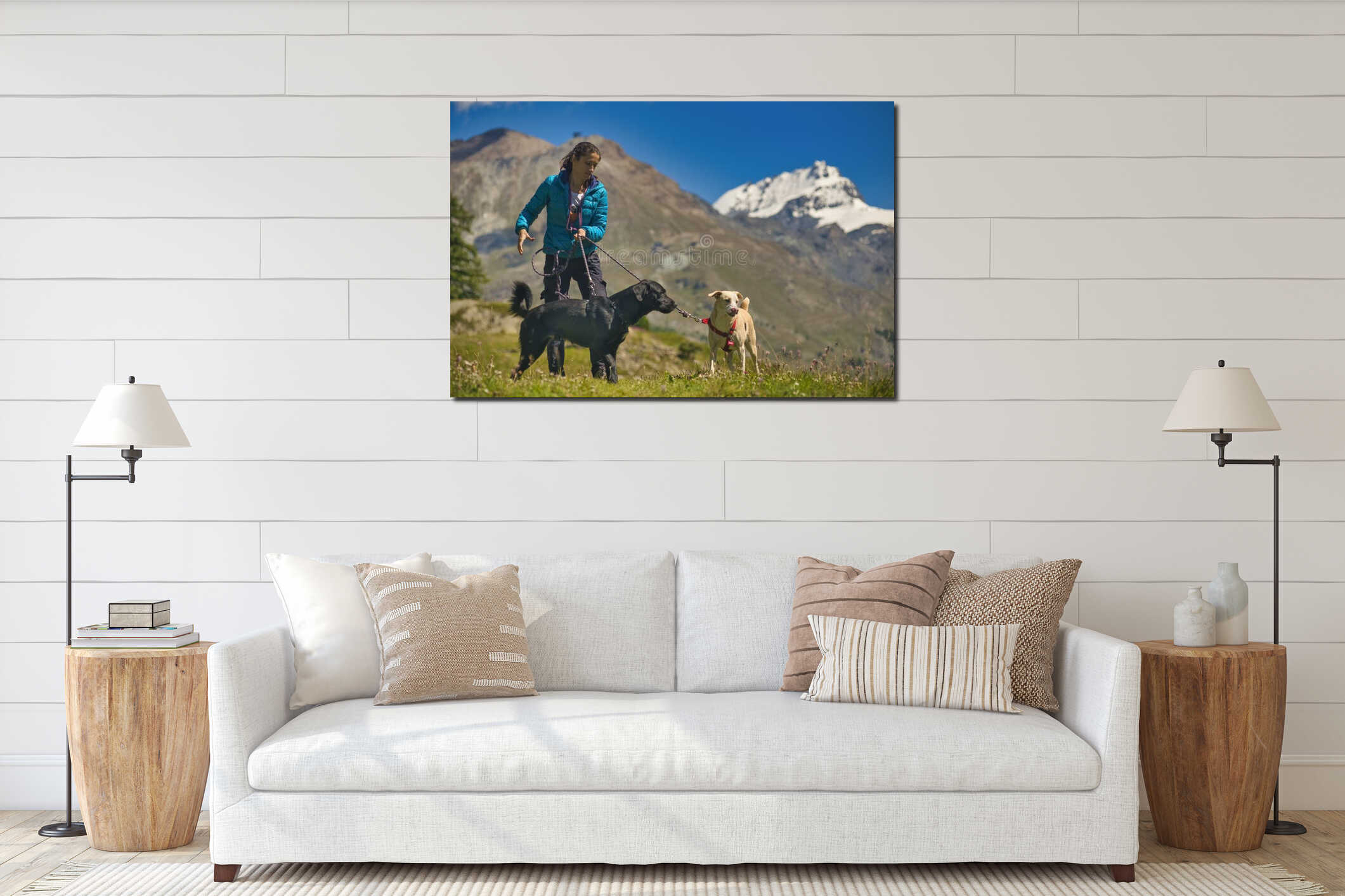 Canvas hanging interior mockup