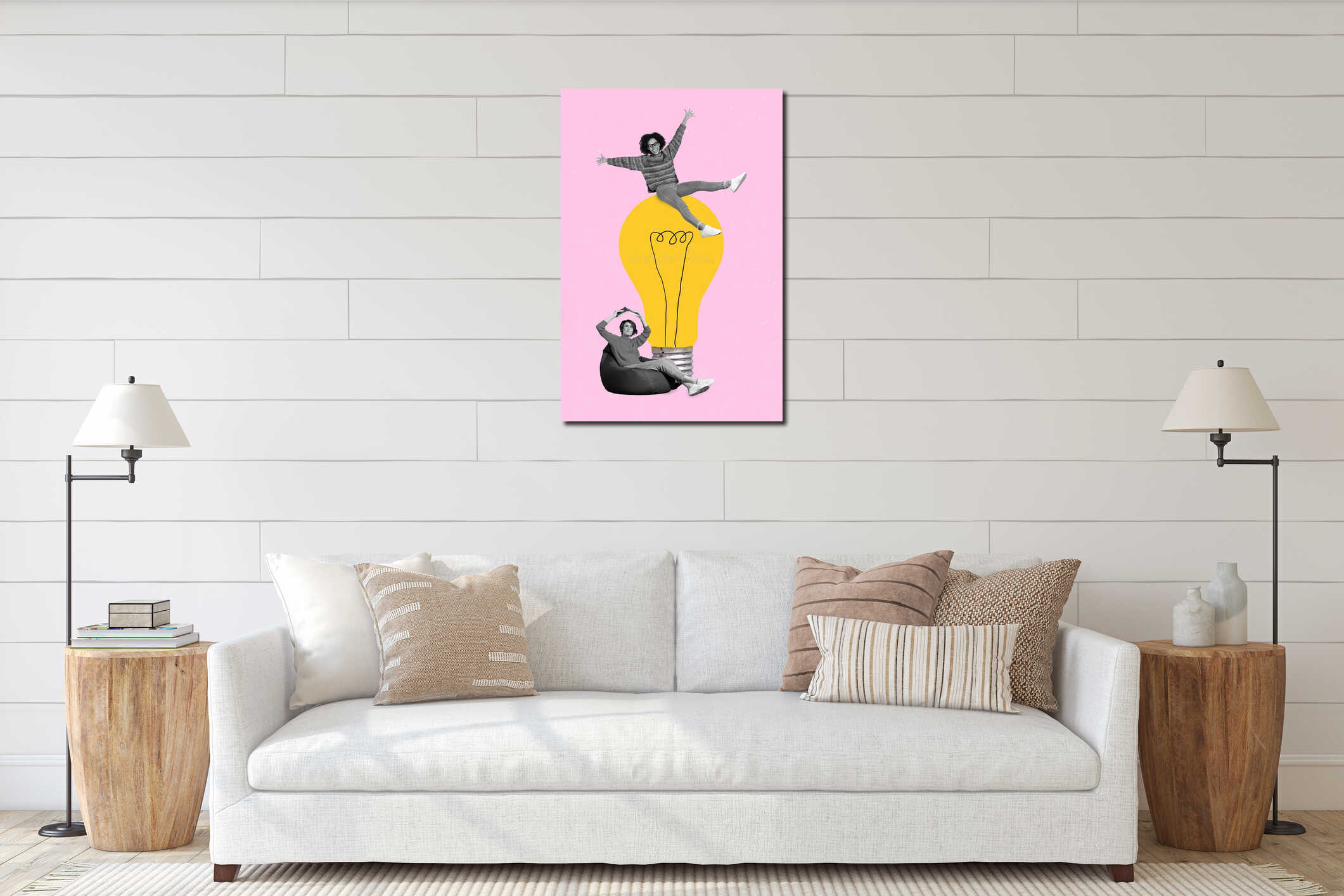 Canvas hanging interior mockup