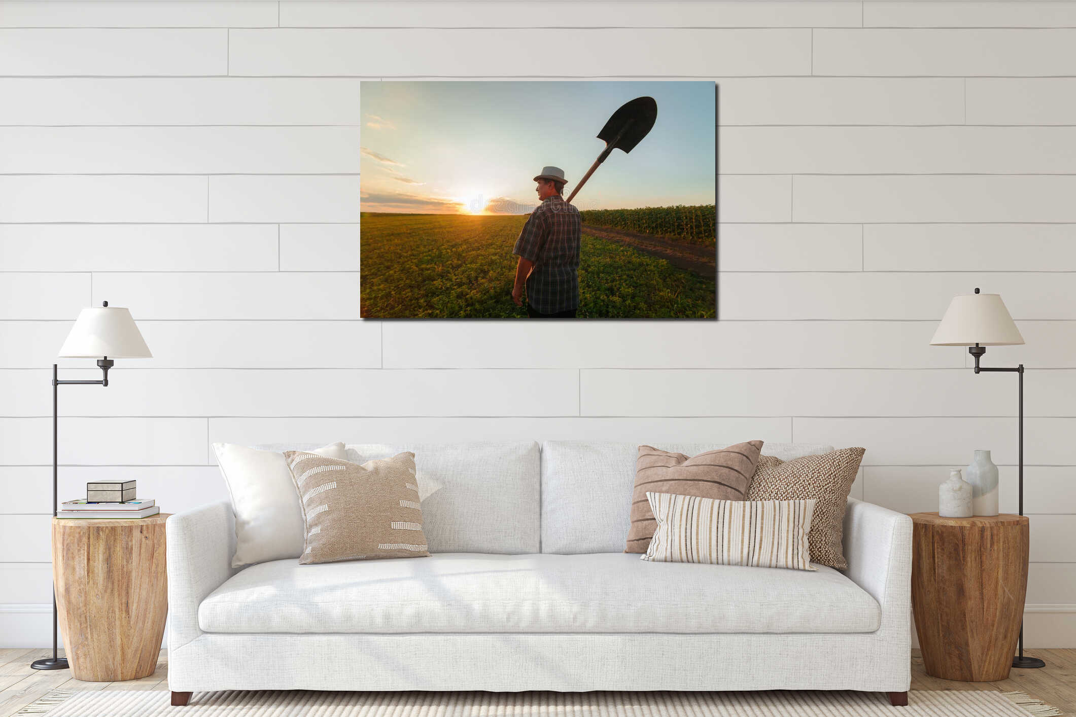 Canvas hanging interior mockup