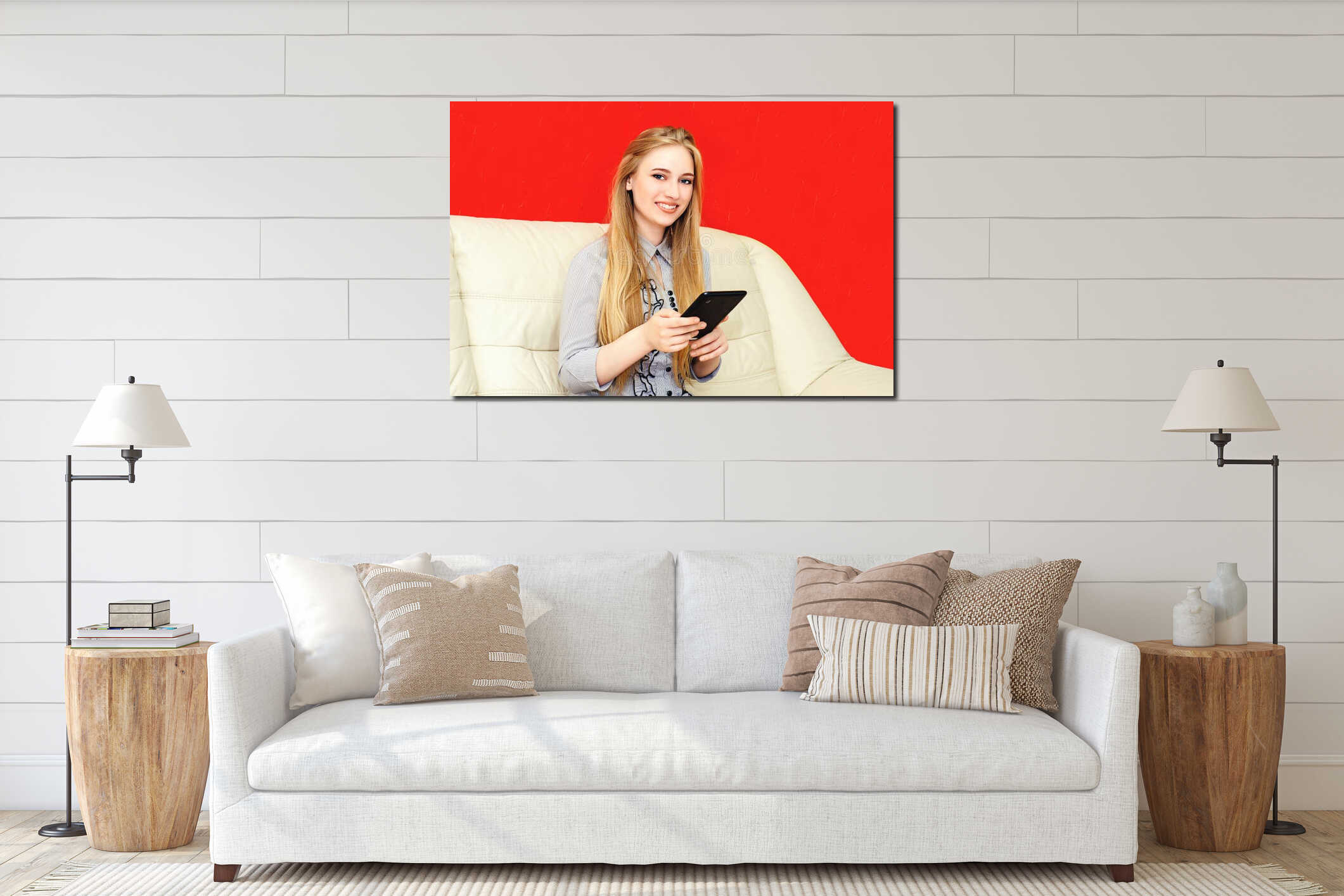 Canvas hanging interior mockup