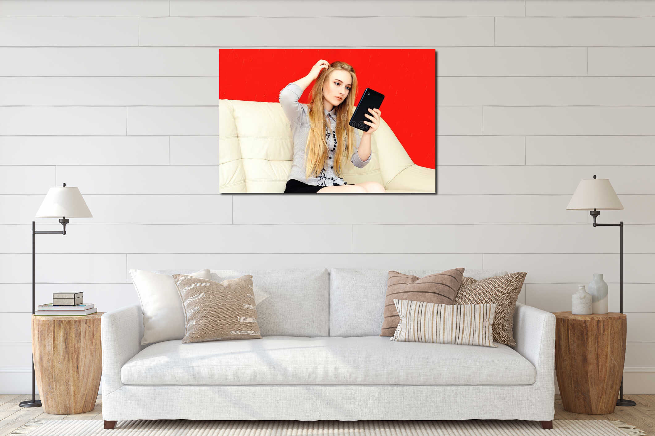 Canvas hanging interior mockup