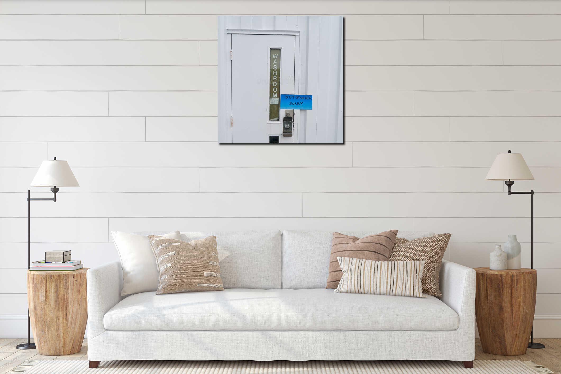 Canvas hanging interior mockup