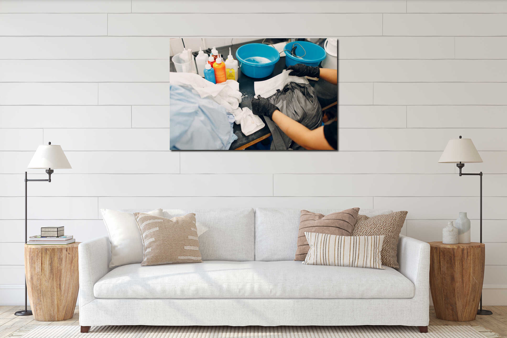 Canvas hanging interior mockup